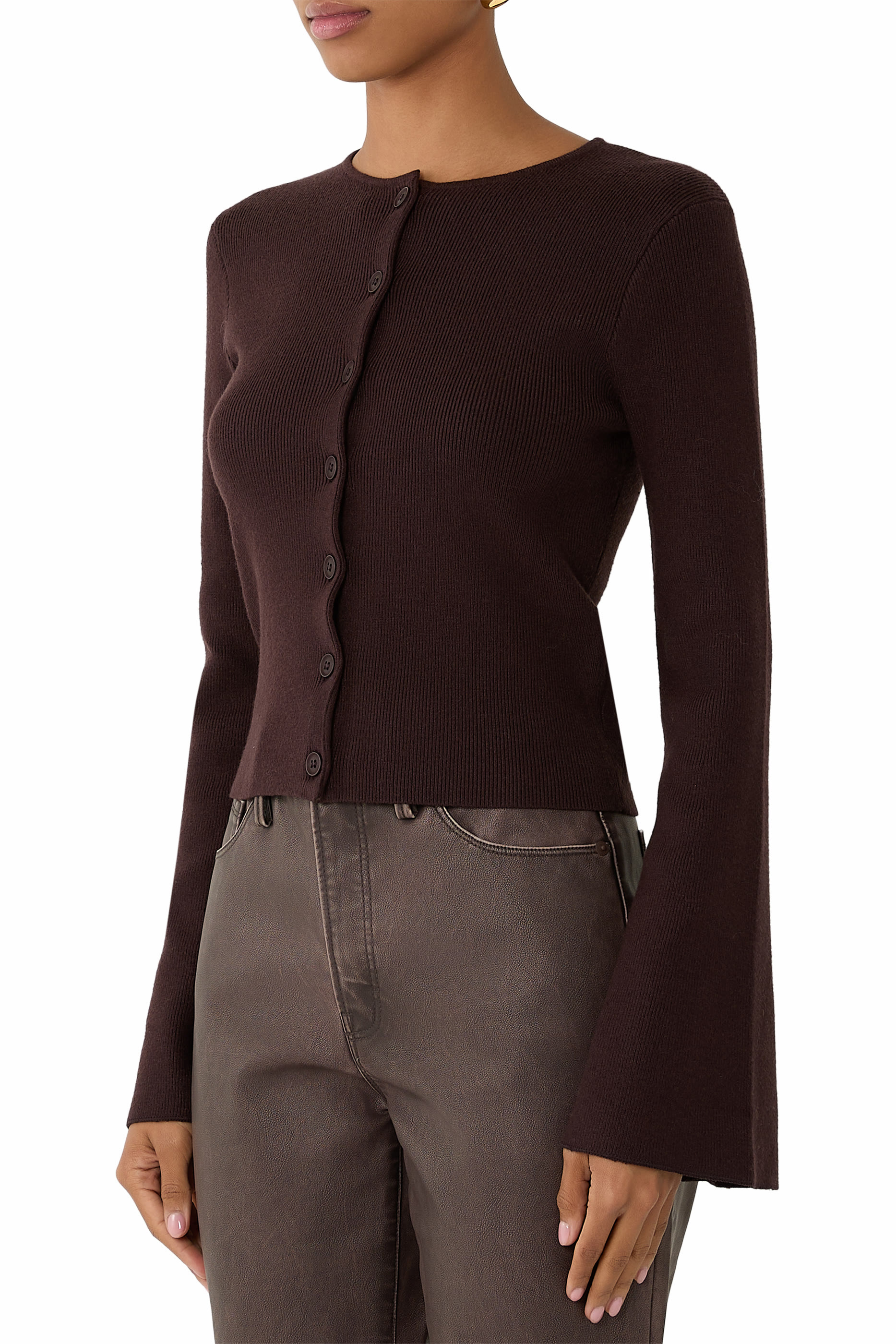 كارديجان منسوج بأكمام جرس