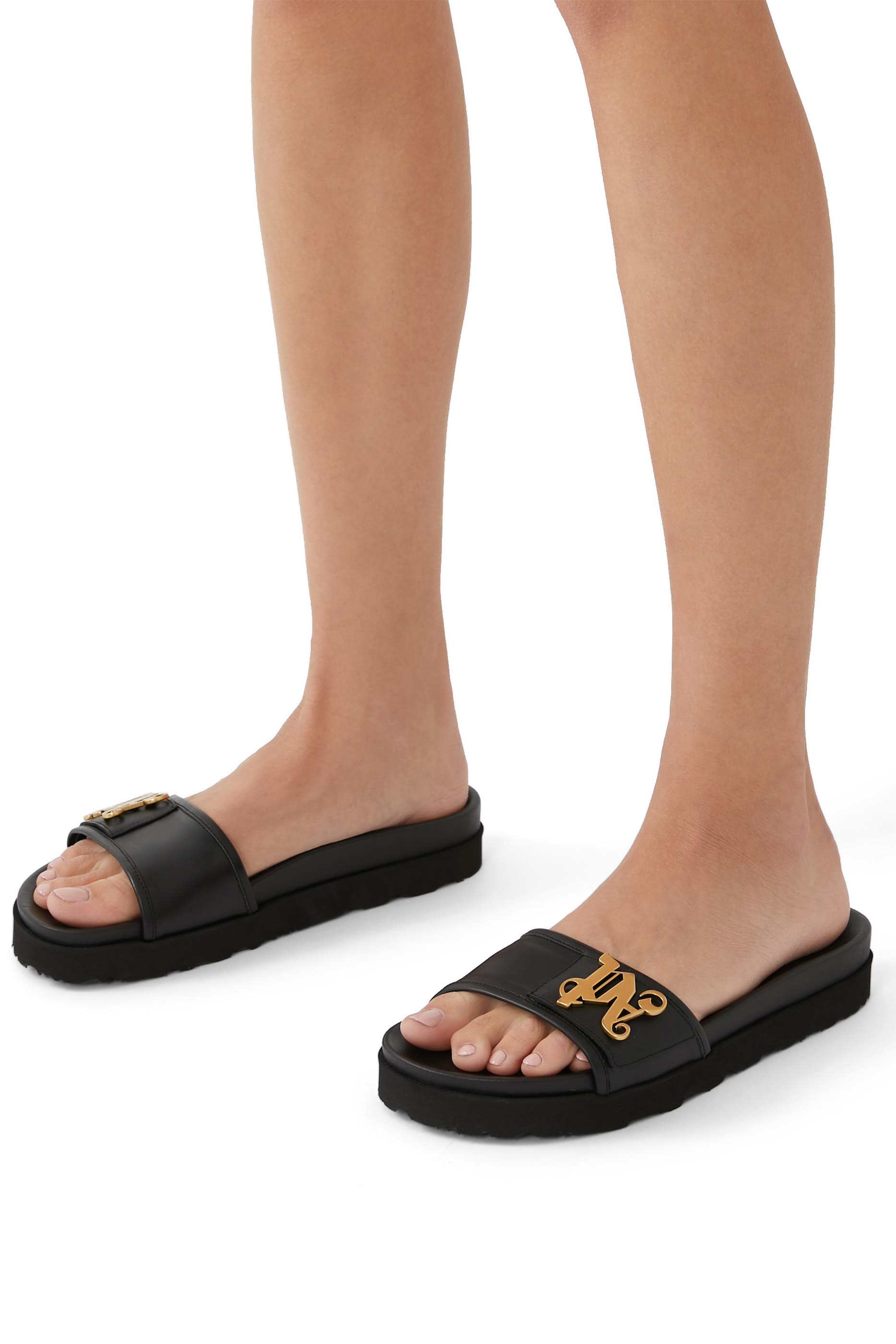 حذاء خفيف جلد بحلية شعار الماركة