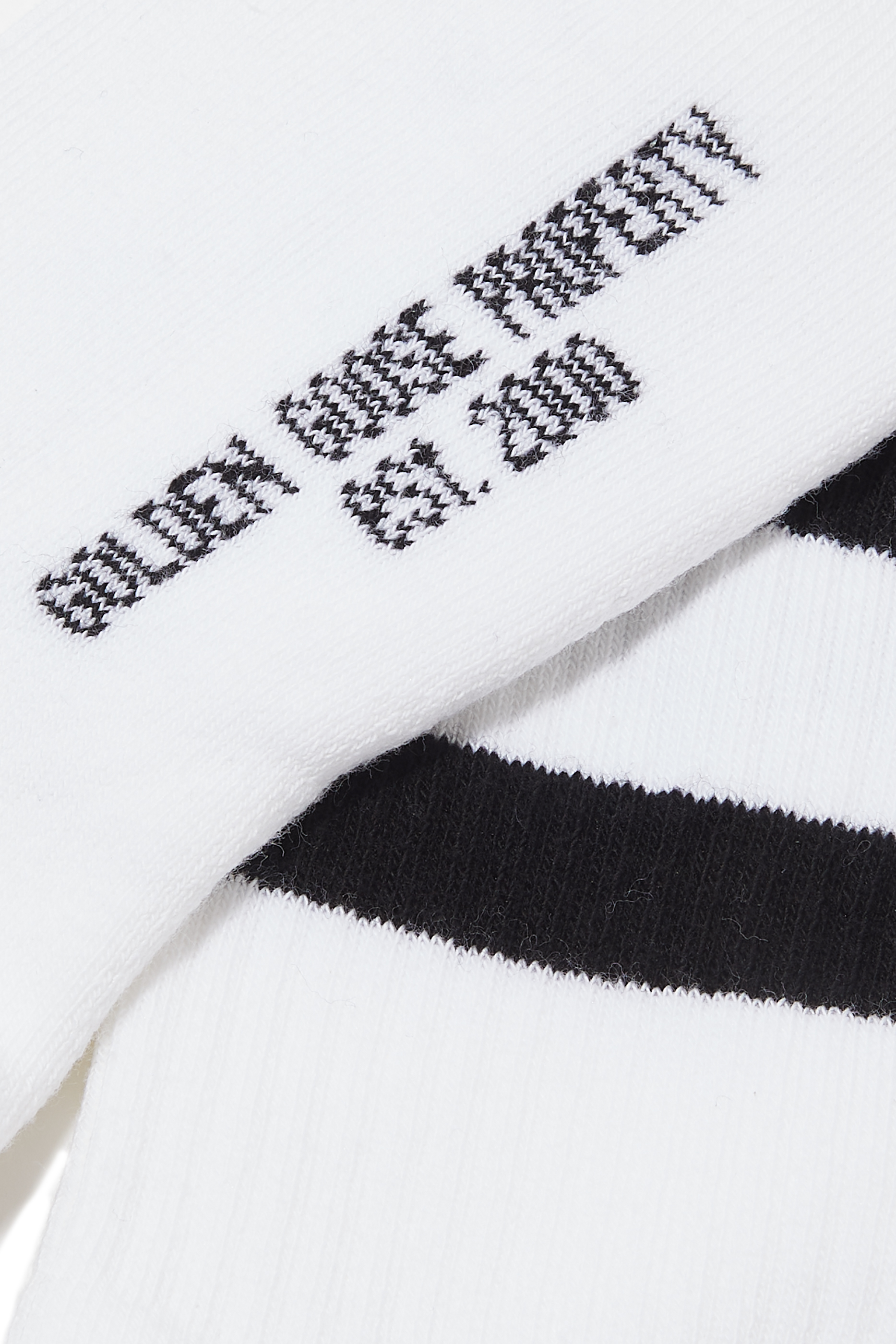 Logo Print Striped Socks with Distressed Cuffs