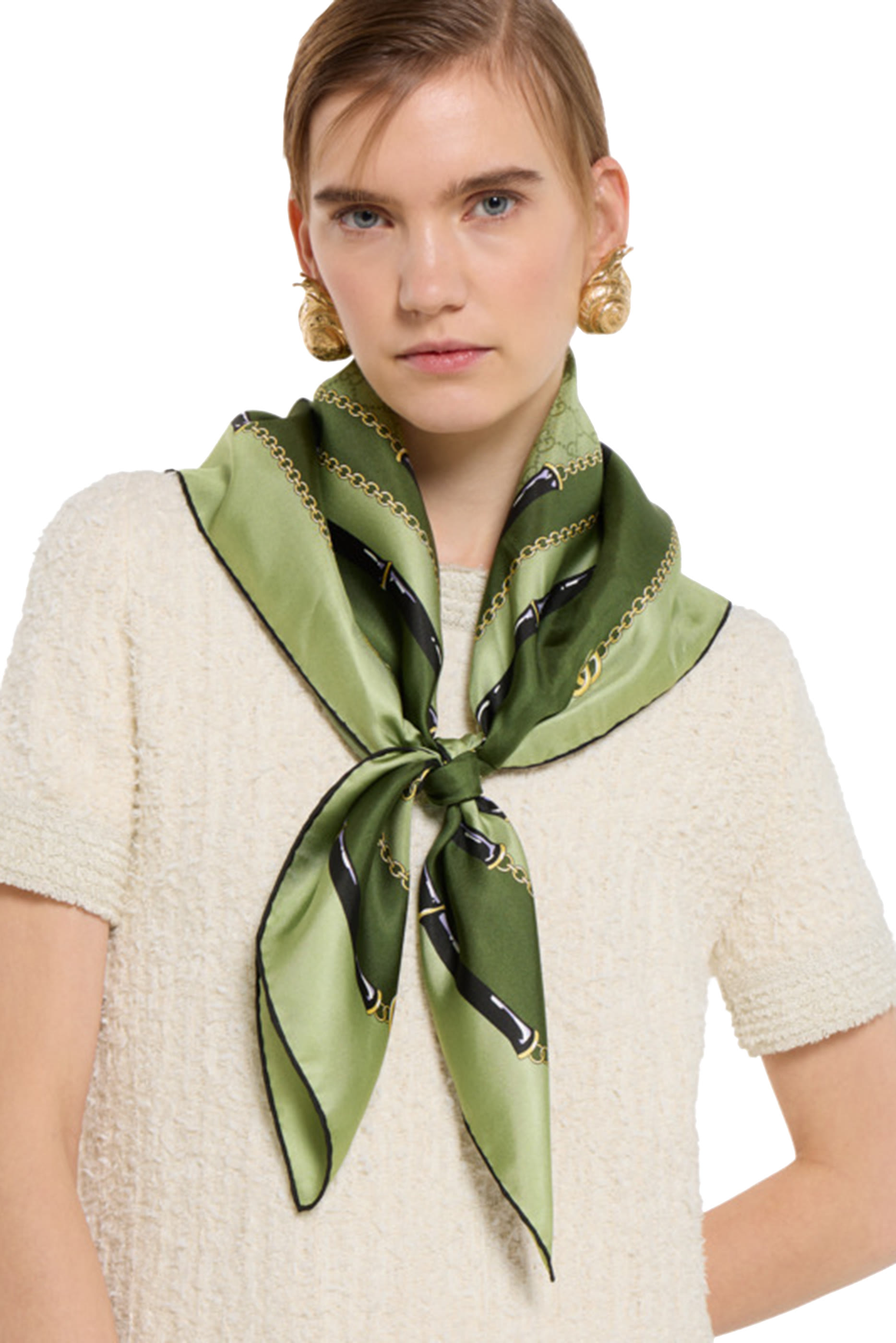 وشاح بتصميم مربع بشعار الماركة جاكار حرير