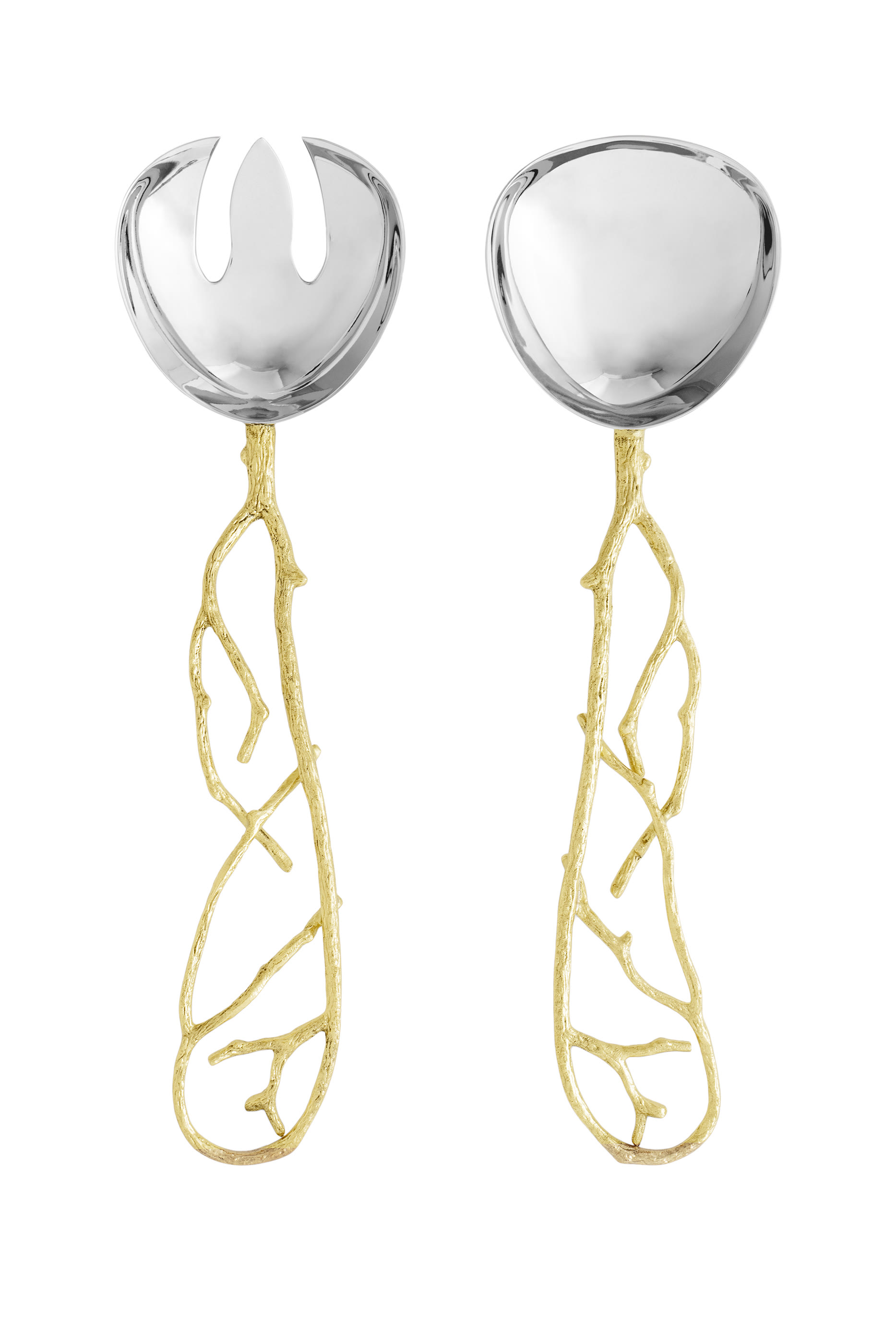 طقم تقديم بفراشات وأغصان جنكة بلون ذهبي