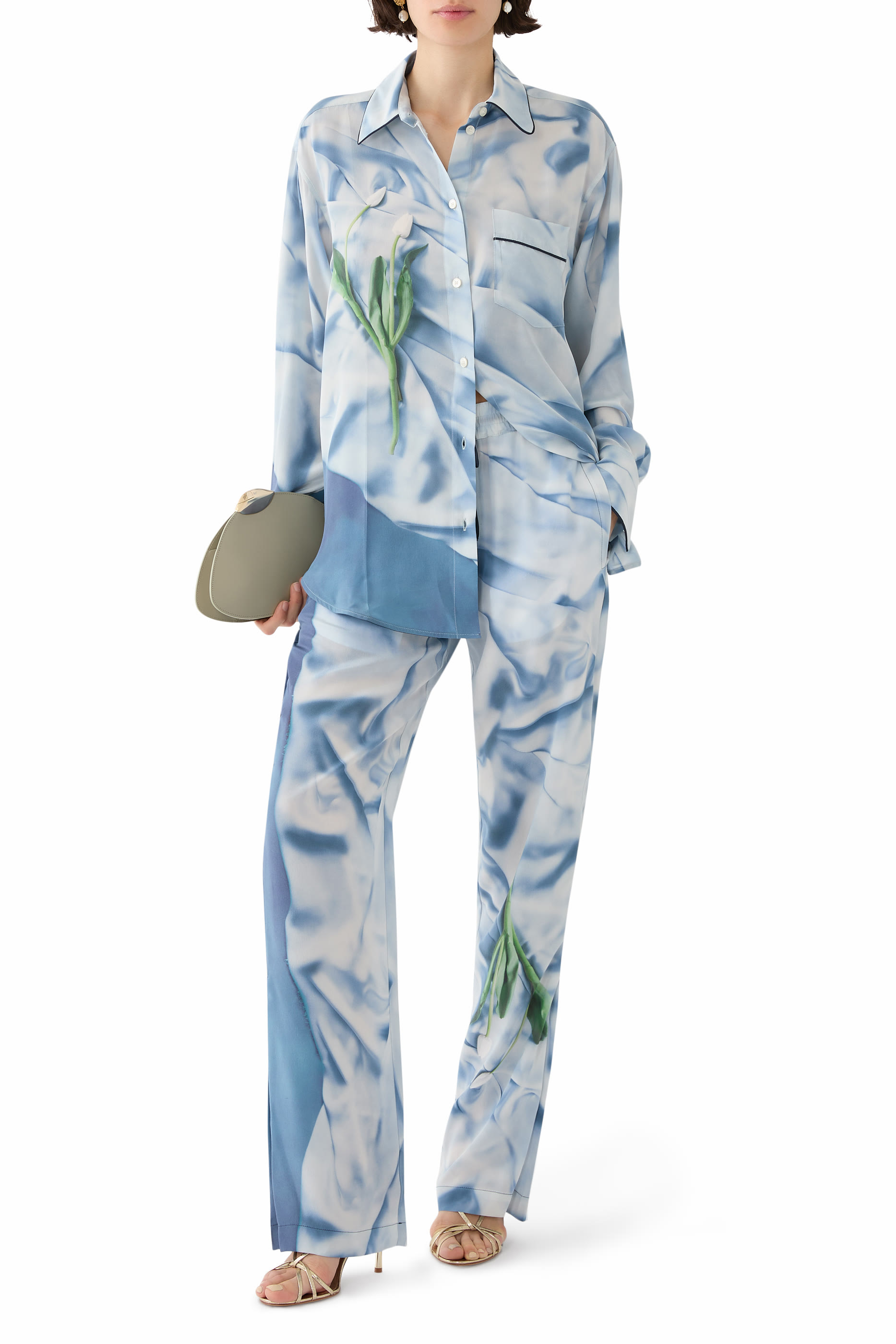 قميص بيجامة بتفاصيل ملفوفة