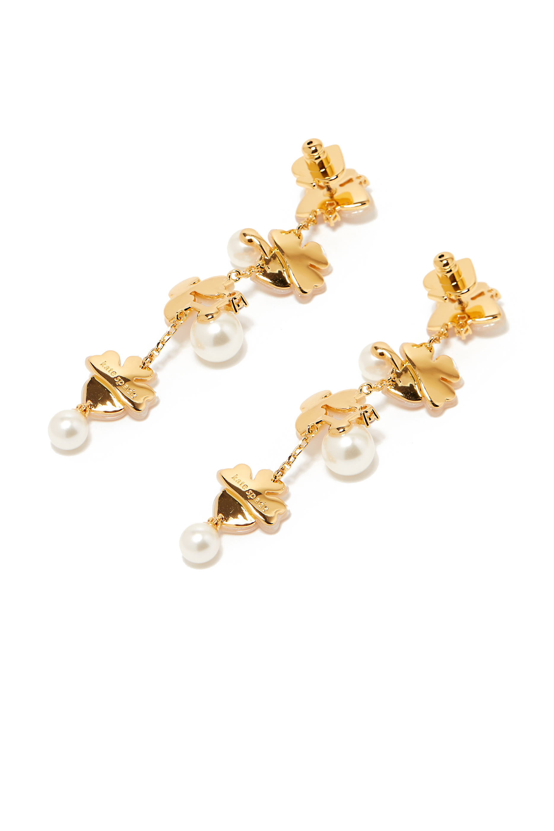 أقراط بريشس بانسي متدلية مرصعة بعرق اللؤلؤ وأحجار زركونيا مكعبة معدن مطلي