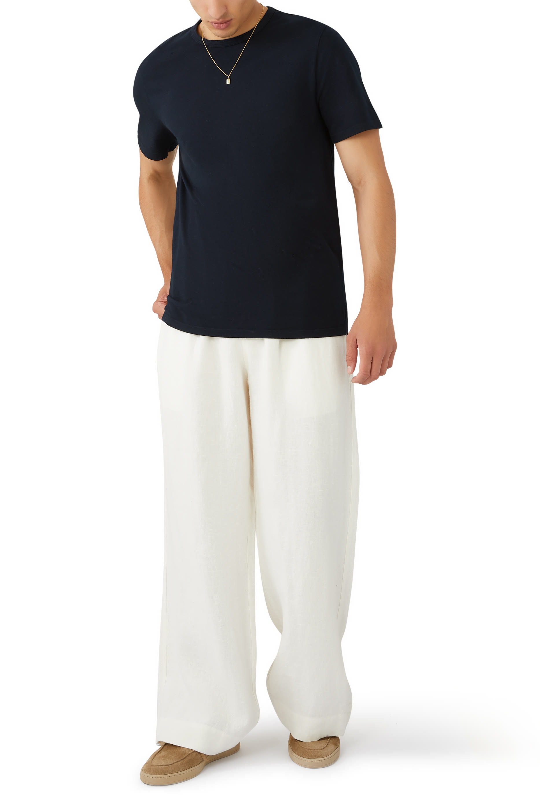 تيشيرت مصبوغ بأكمام قصيرة وياقة ضيقة