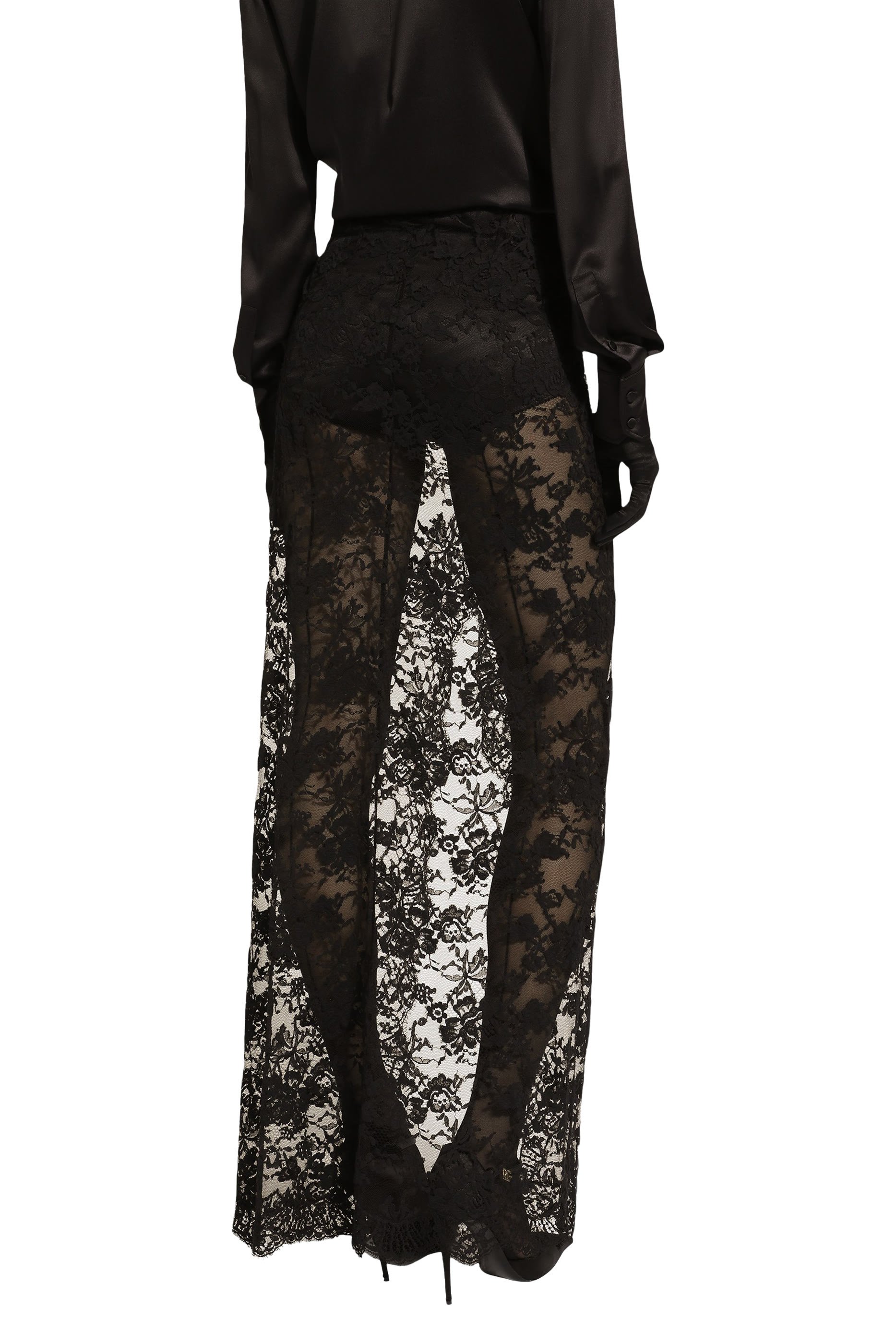 تنورة دانتيل شانتيلي طويلة