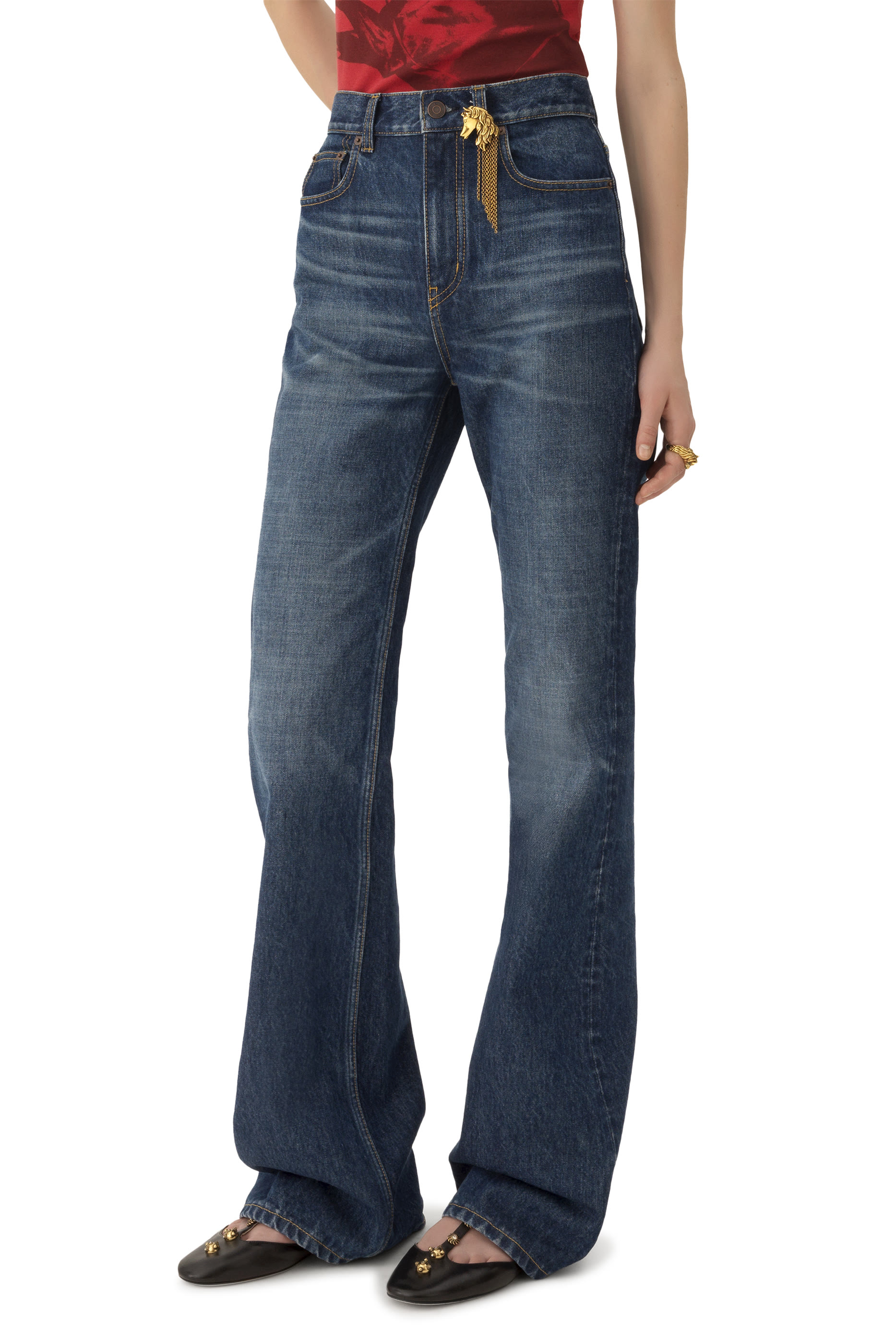 بنطال جينز بقصة ساق مستقيمة دنيم