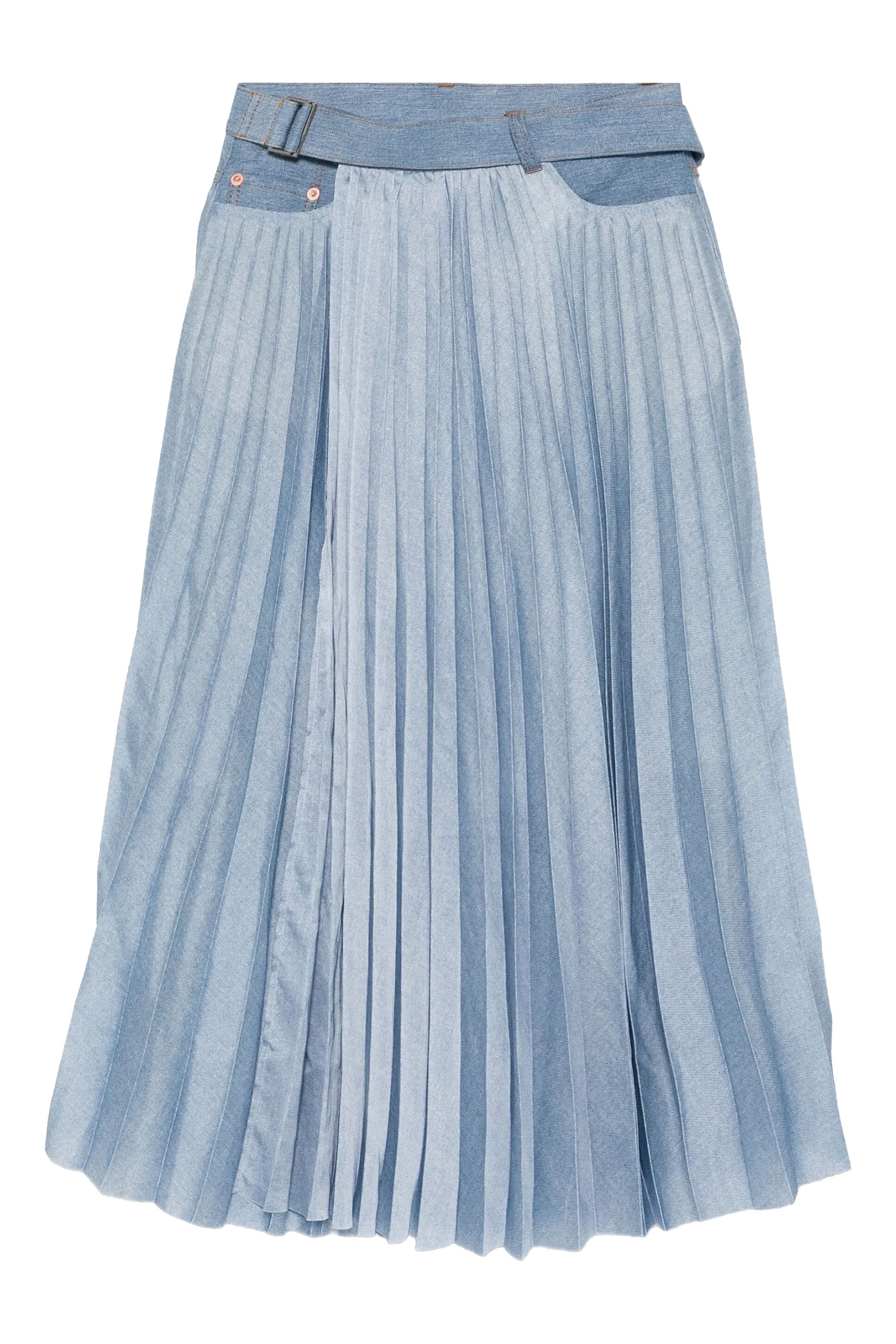 Pleated Denim Skirt