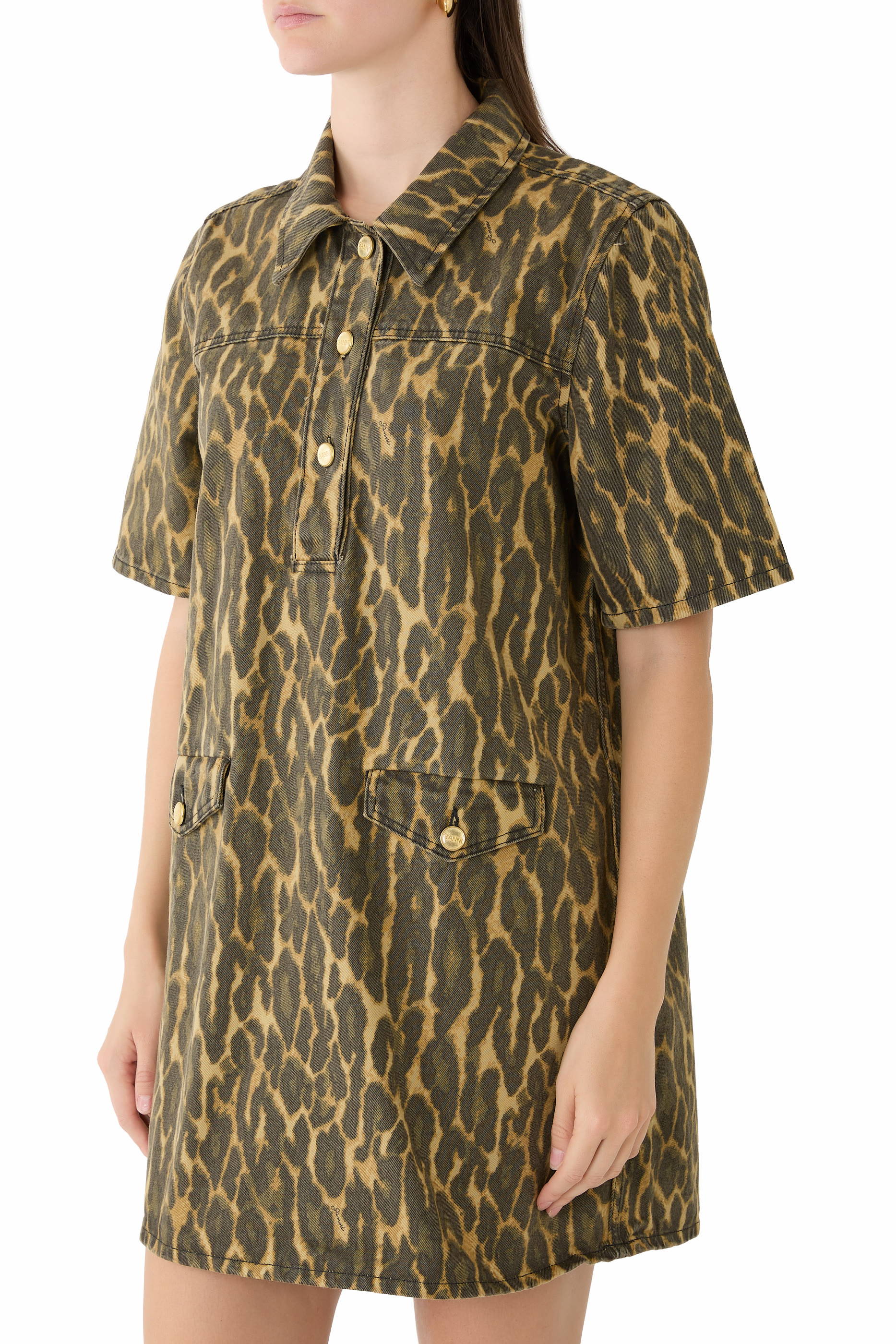 فستان قصير بطبعات دنيم