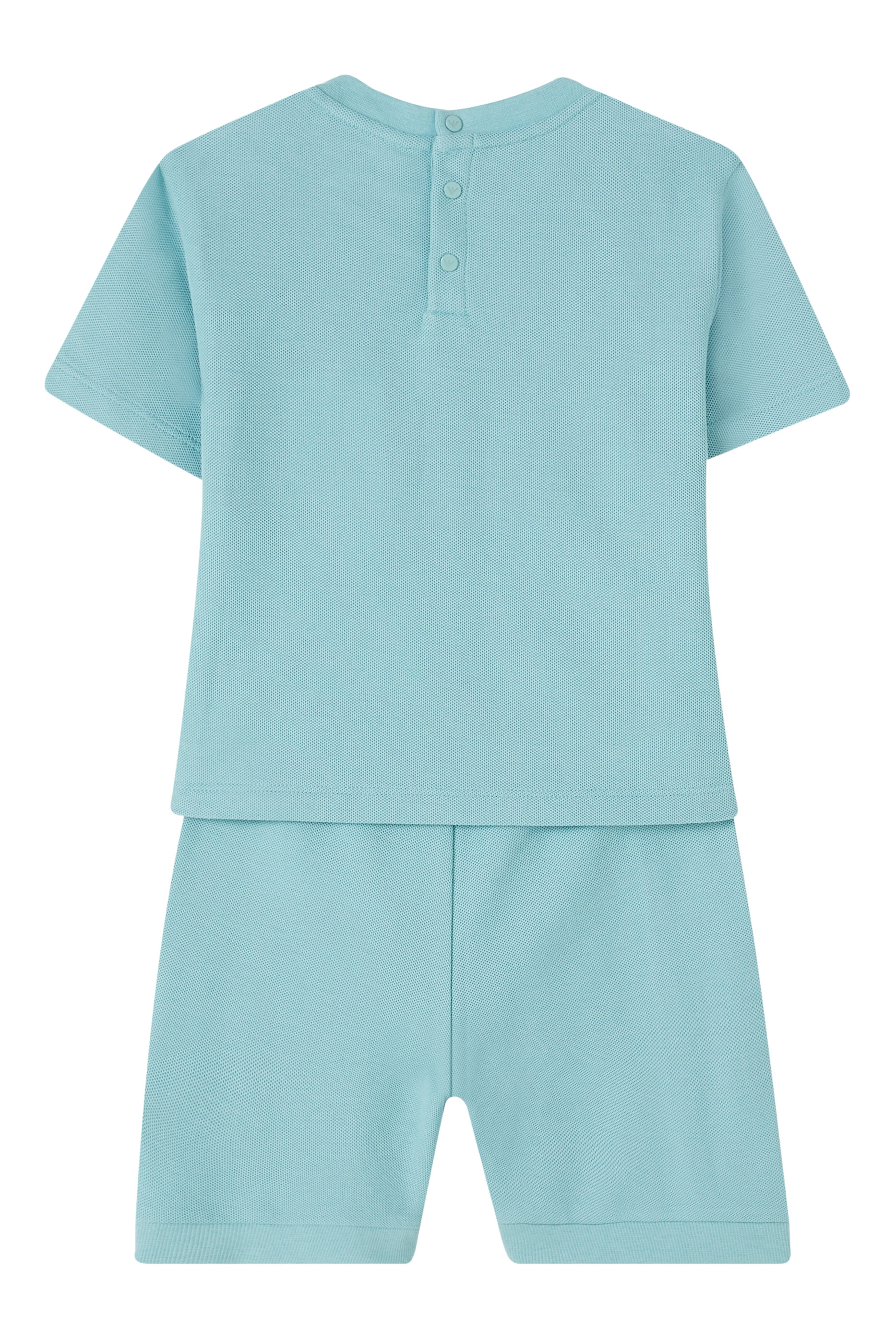 طقم شورت وتيشيرت بيكيه بشعار الماركة للأطفال