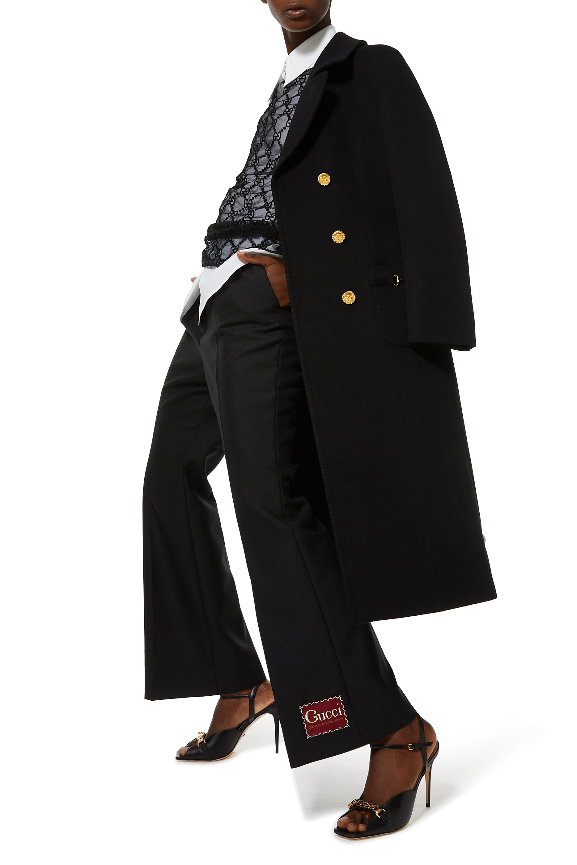 معطف صوف بصفي أزرار