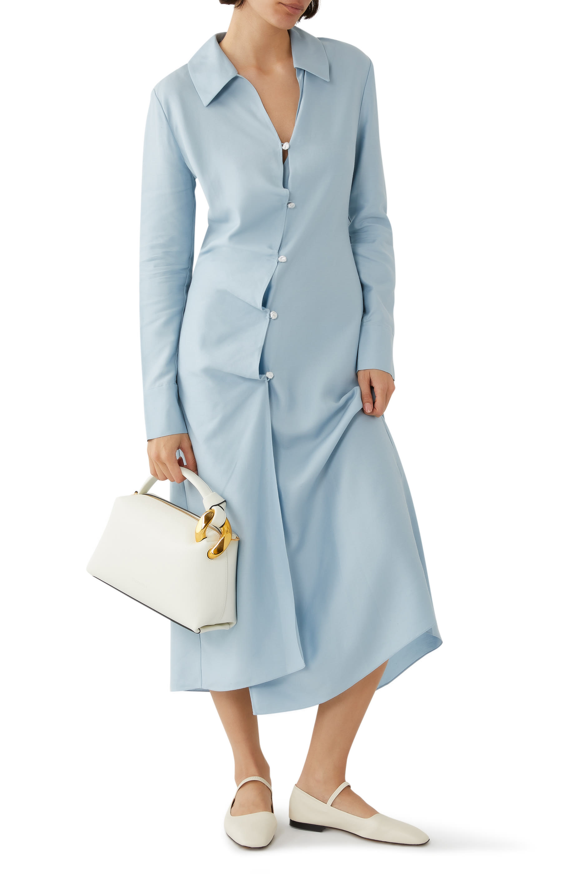 فستان سبينسر متوسط الطول بتصميم قميص