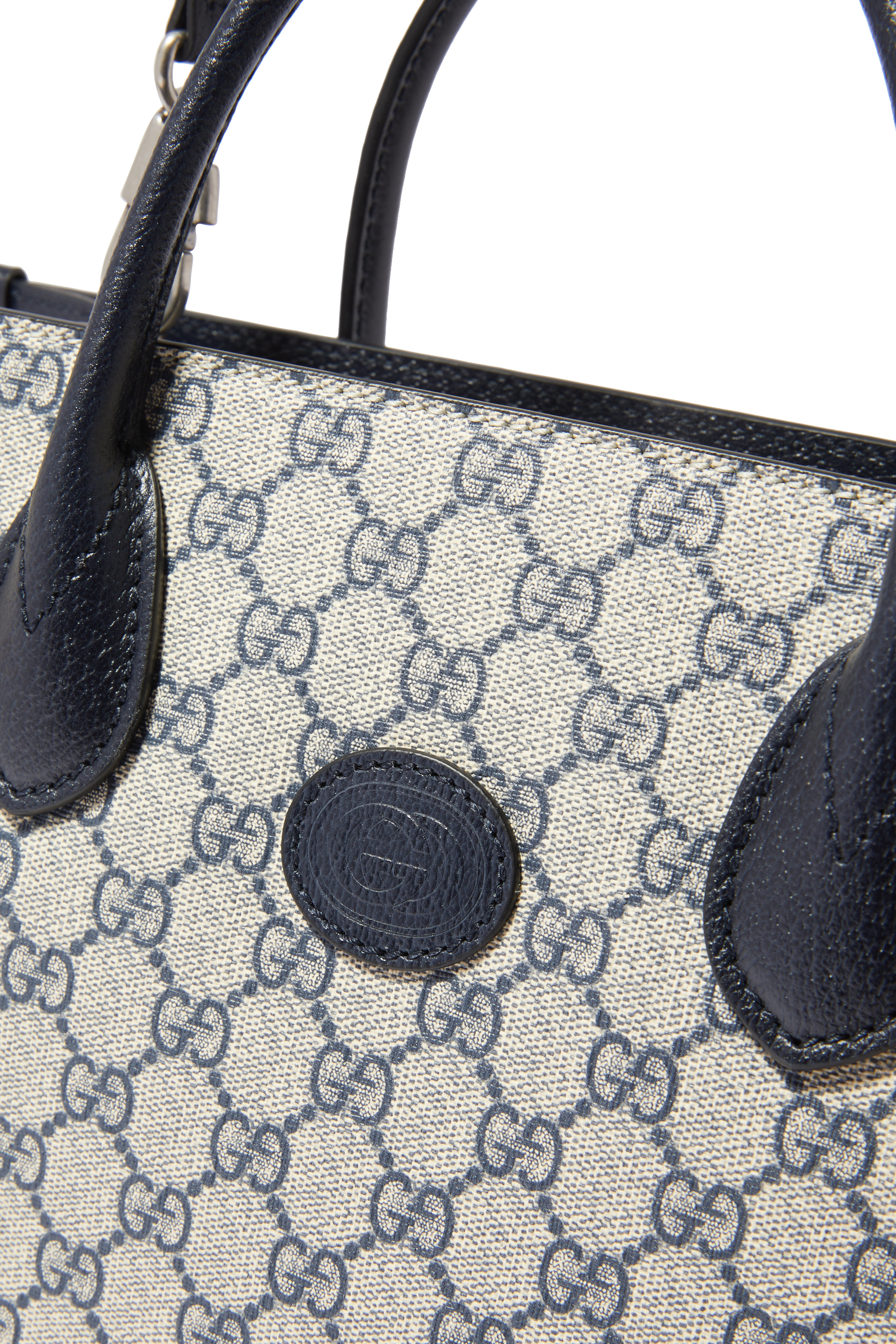 حقيبة يد صغيرة بنقشة حرفي شعار الماركة