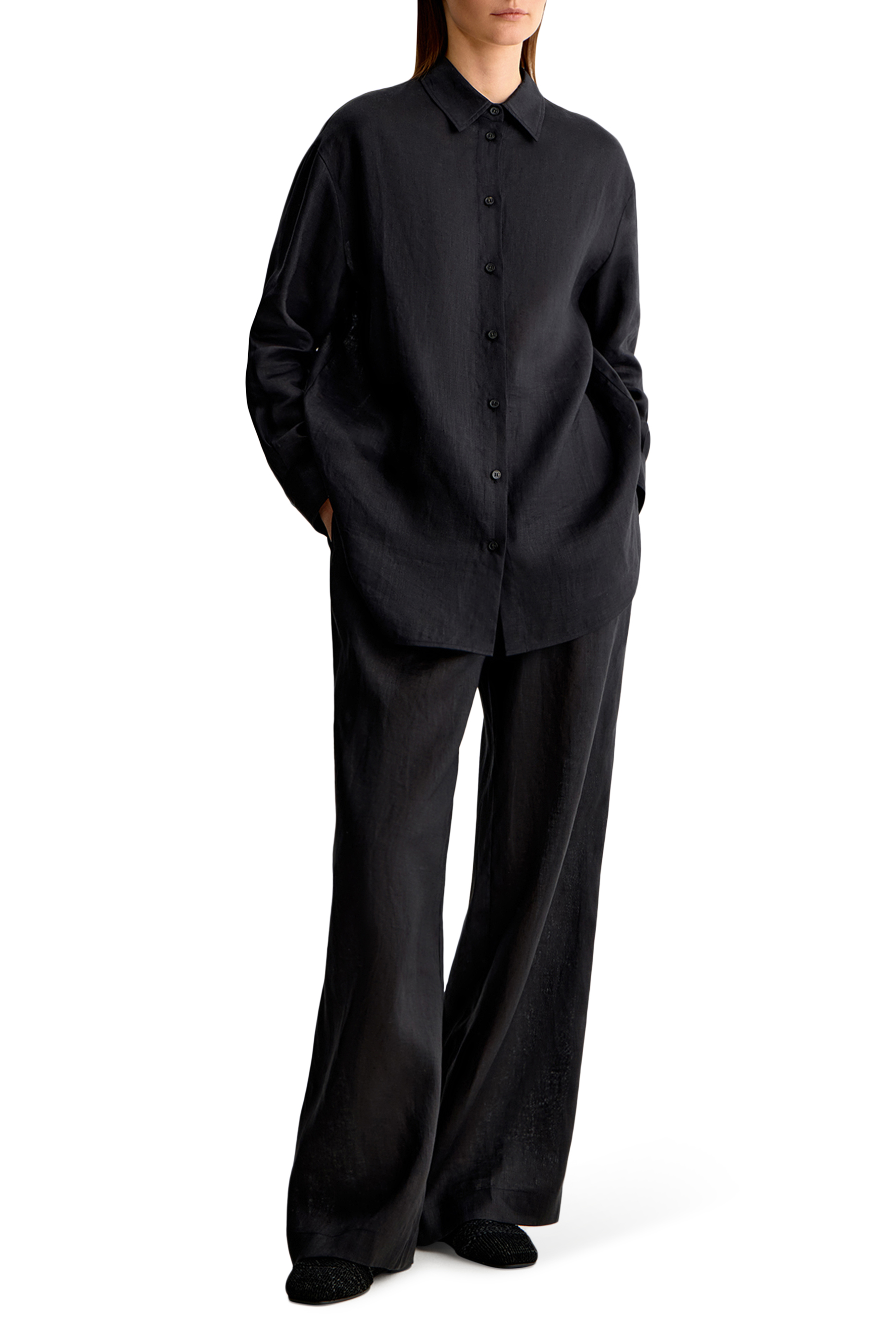 بنطال بخصر برباط تضييق كتان