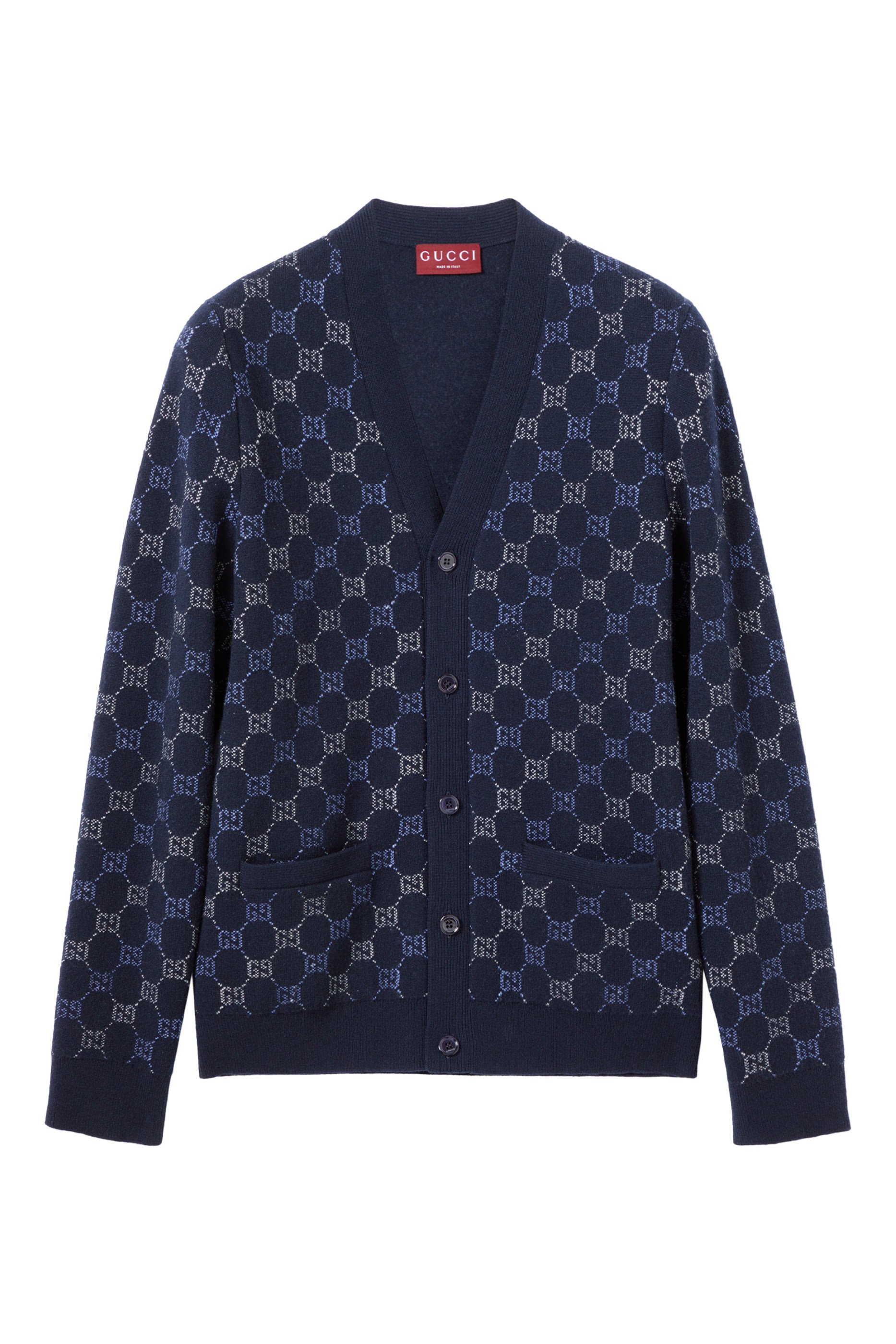 كنزة بنقشة حرفي شعار الماركة نسيج صوف مزدوج