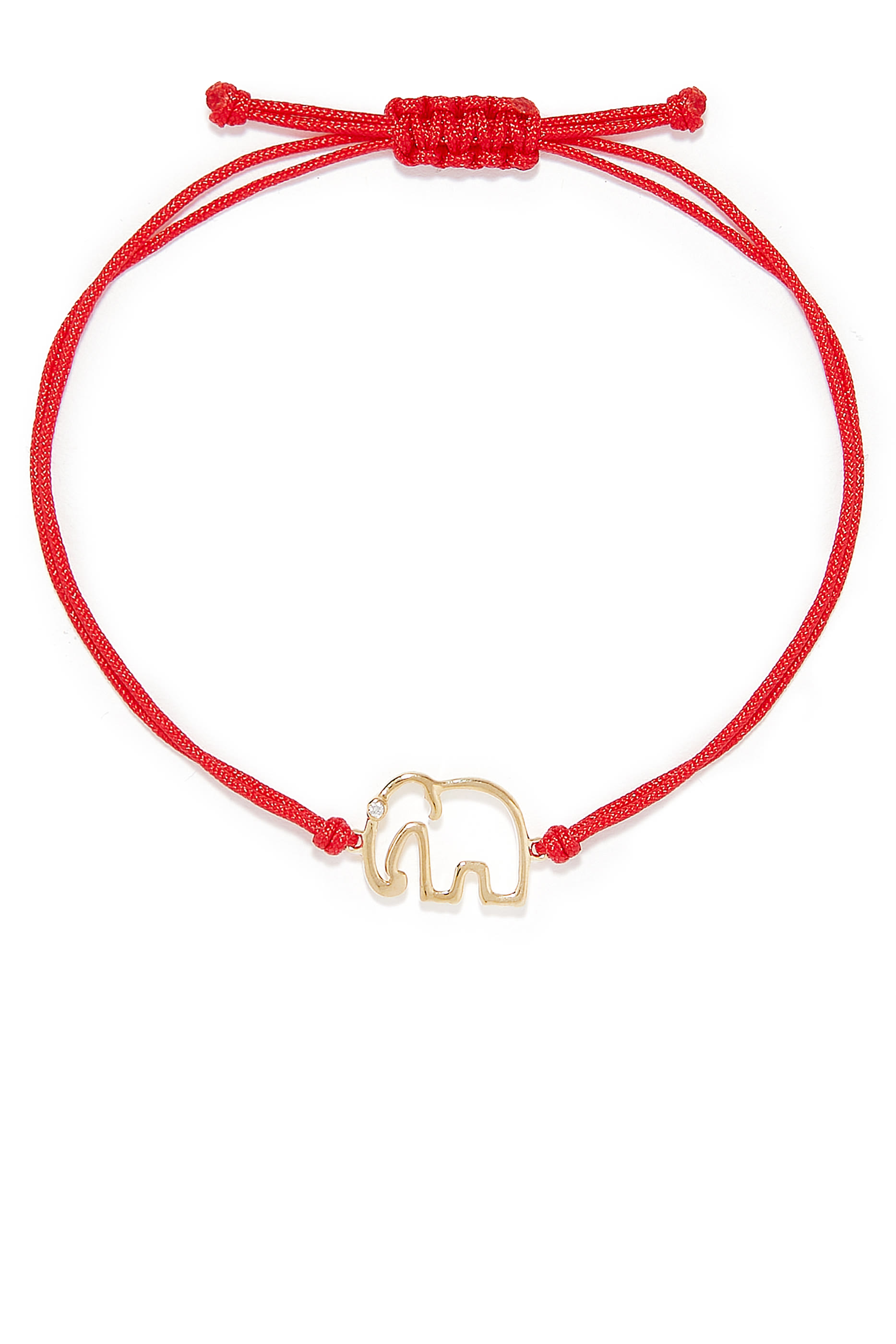 سوار بخيط بحلية فيل مرصعة بالماس ذهب أصفر عيار 9