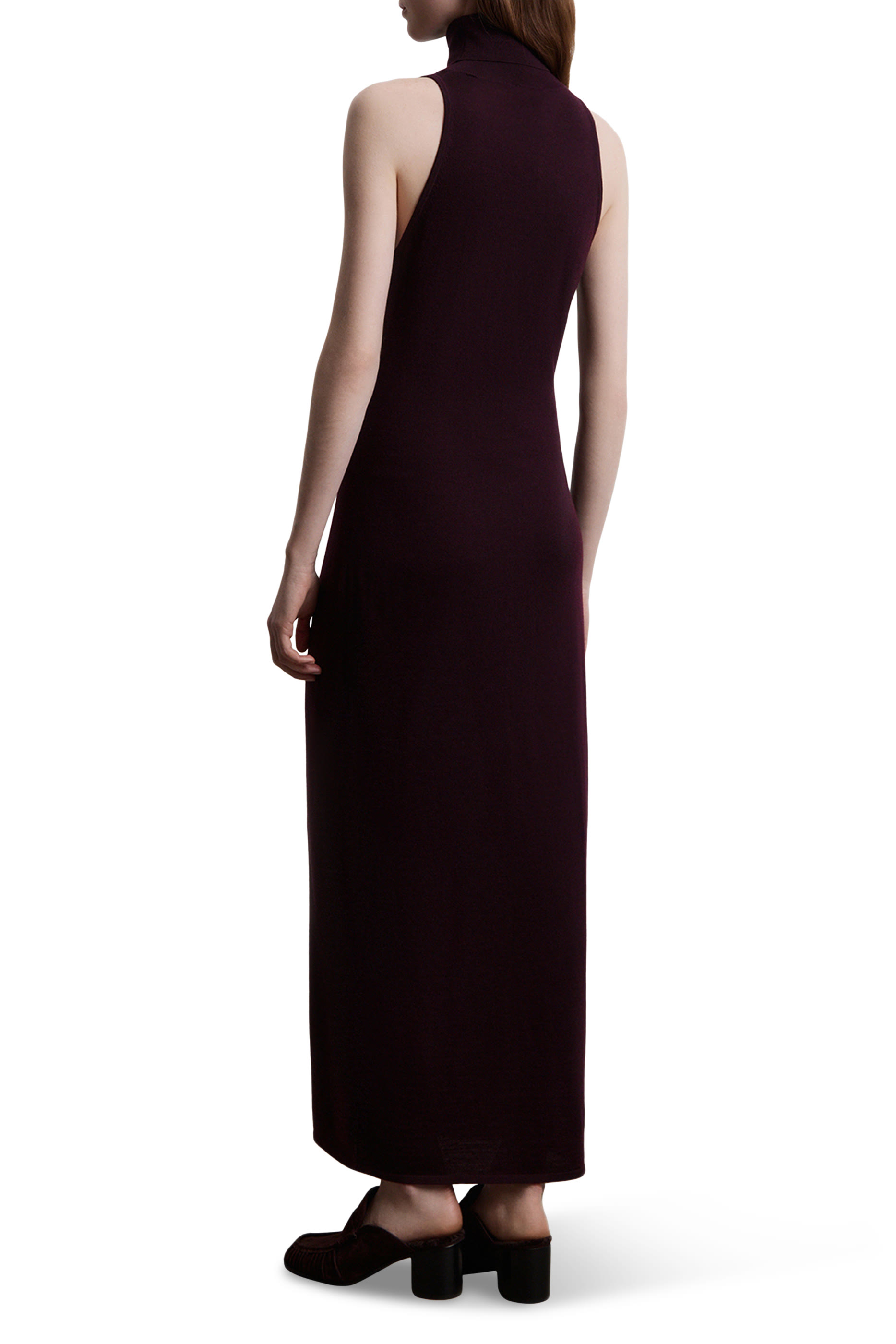 فستان بياقة عالية حرير وصوف ميرينو