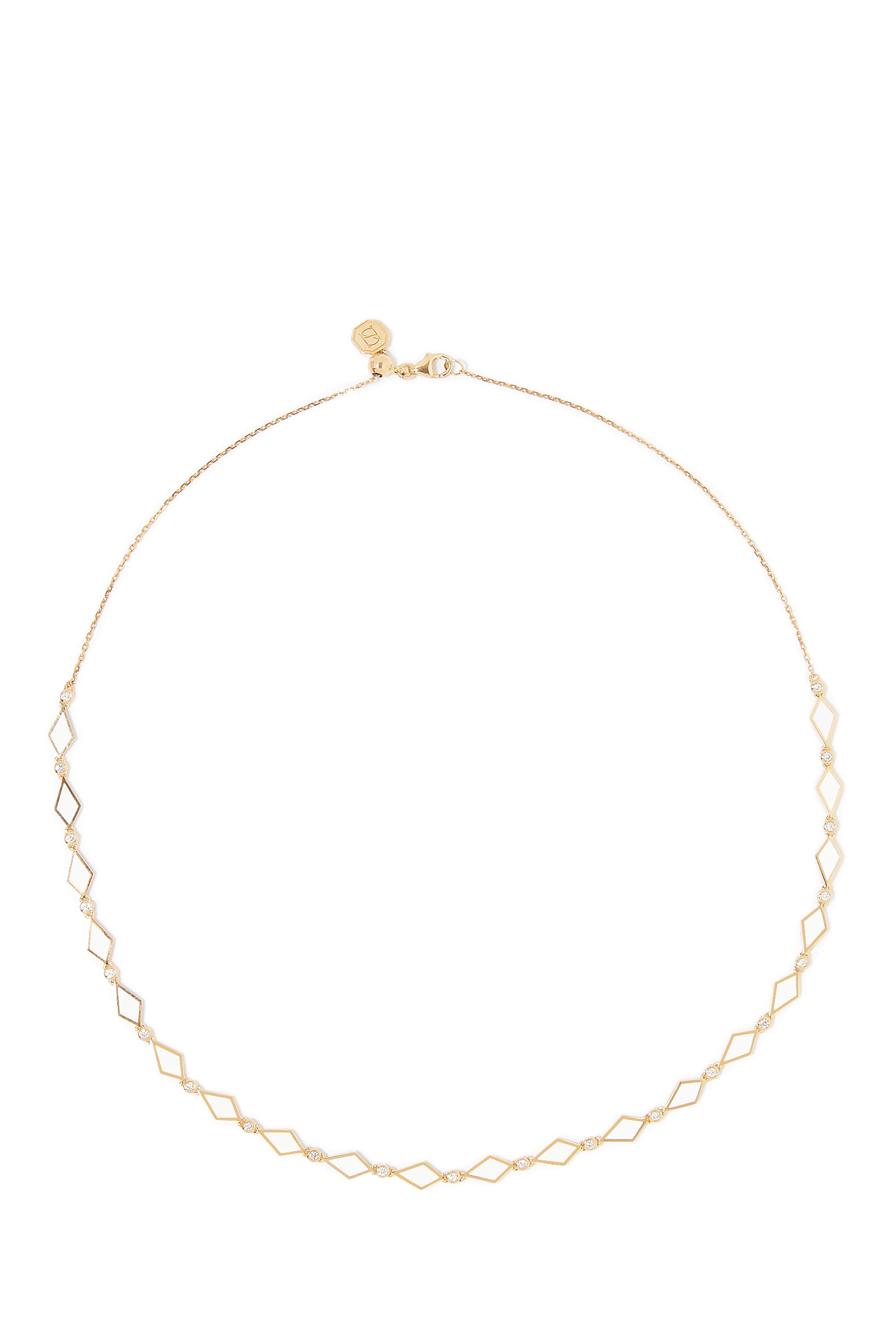 قلادة موزاييك موروكو مزينة بالمينا والماس ذهب عيار 18