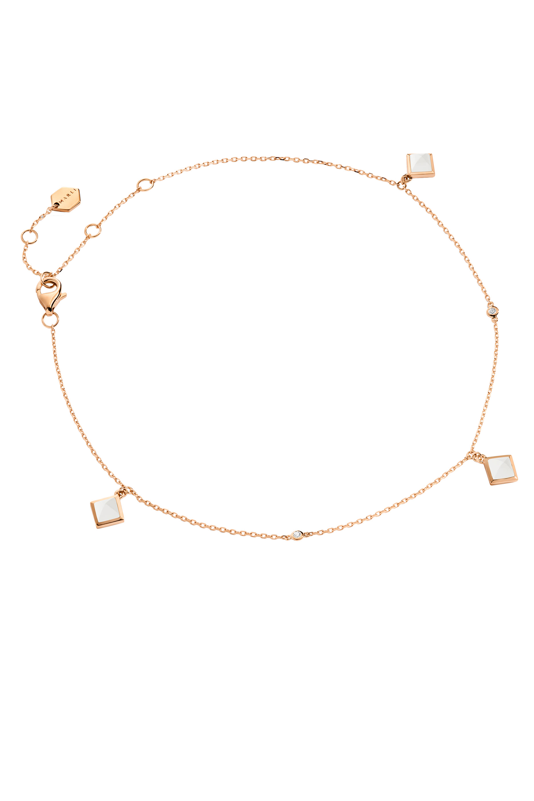 خلخال كليو بحلي مرصعة بالماس والعقيق الأبيض ذهب وردي عيار 18