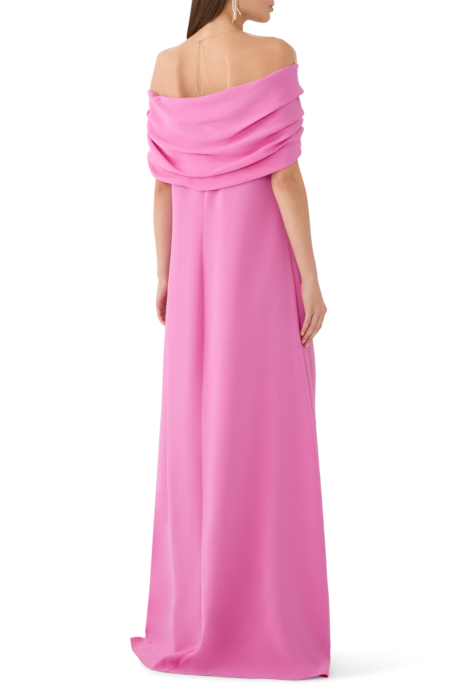 فستان بأكتاف متساقطة ونقشة أوركيد بألوان ماء