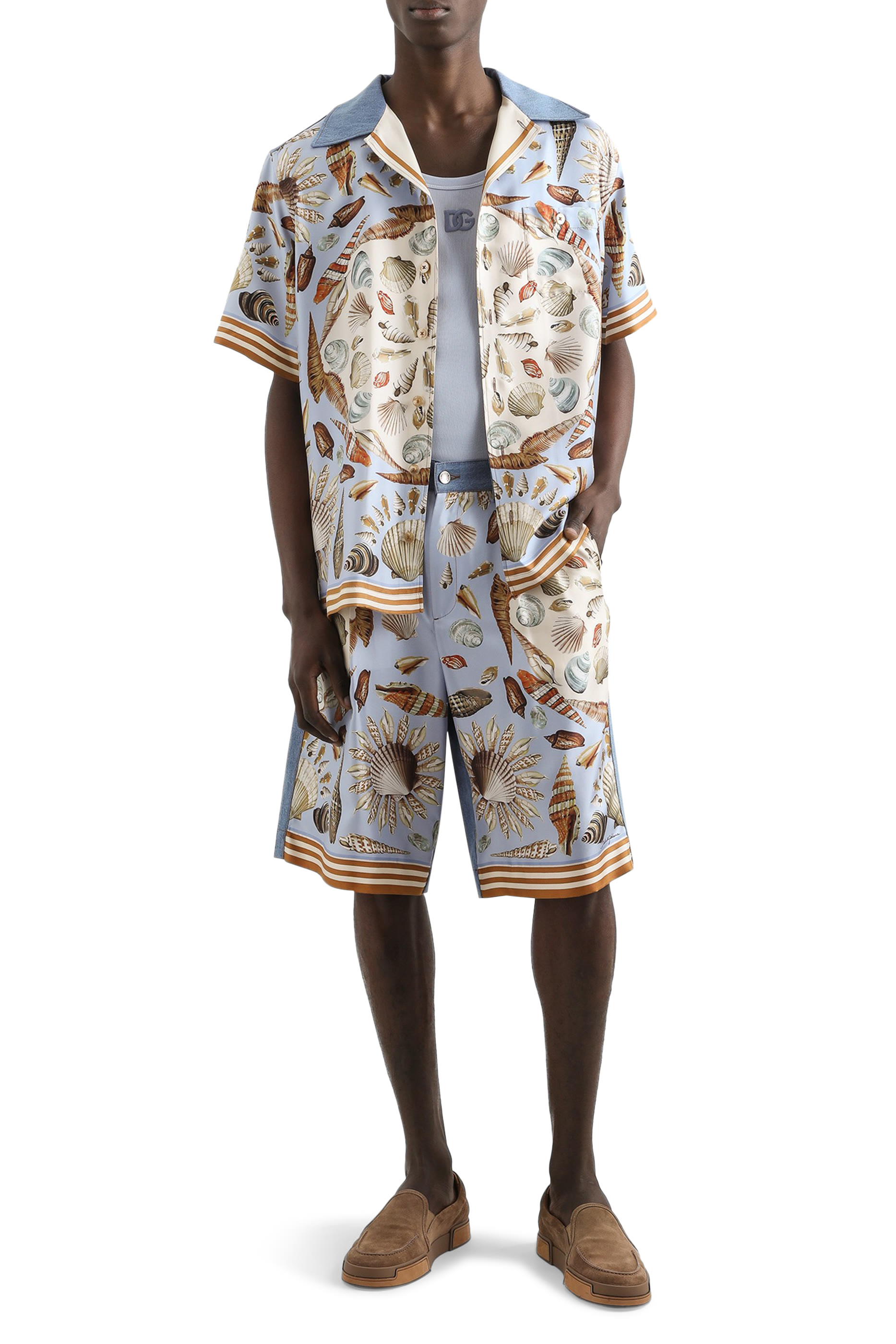 قميص دنيم حرير وقطن