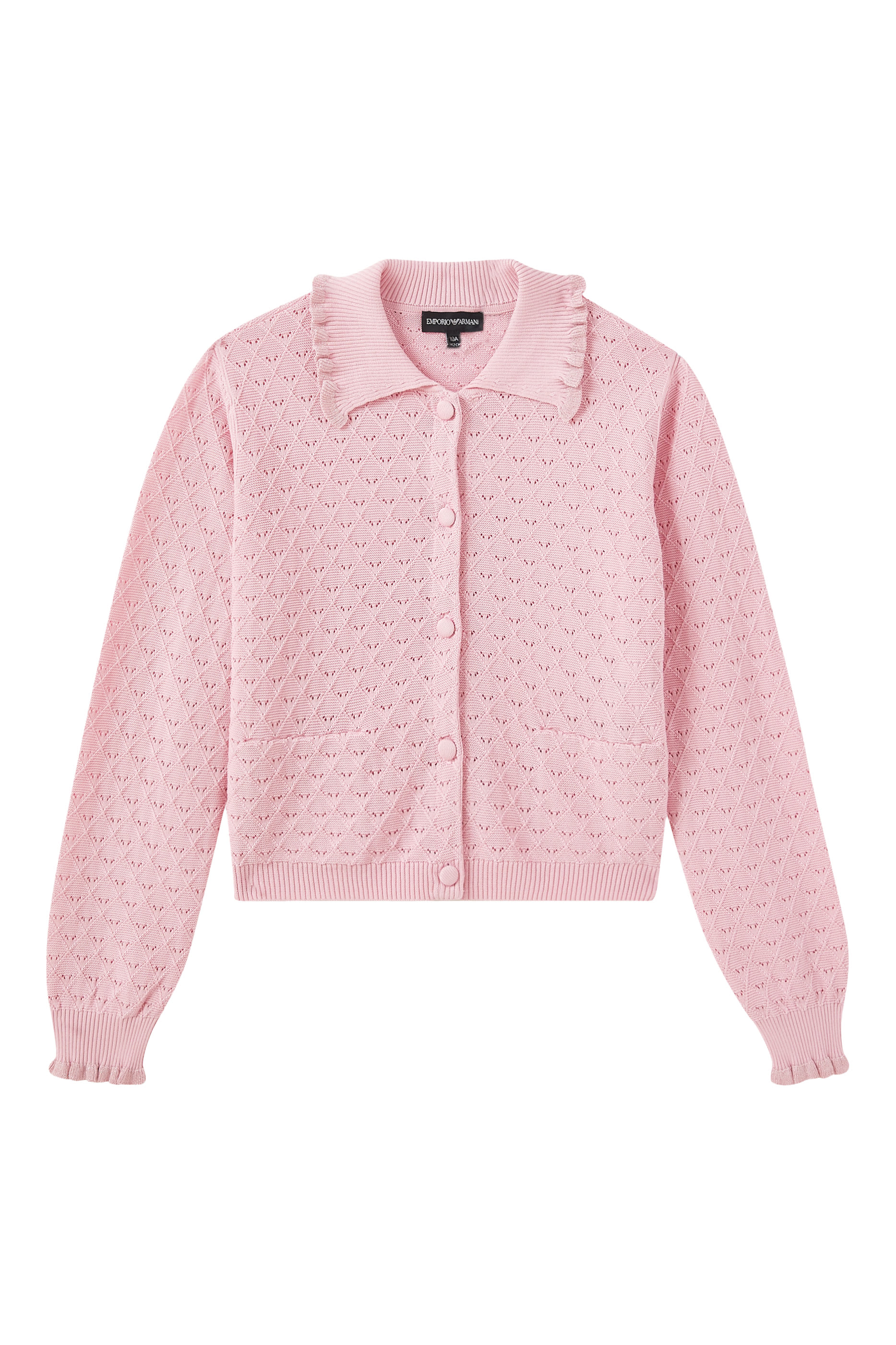 كنزة منسوجة بصف أزرار وشعار الماركة للأطفال