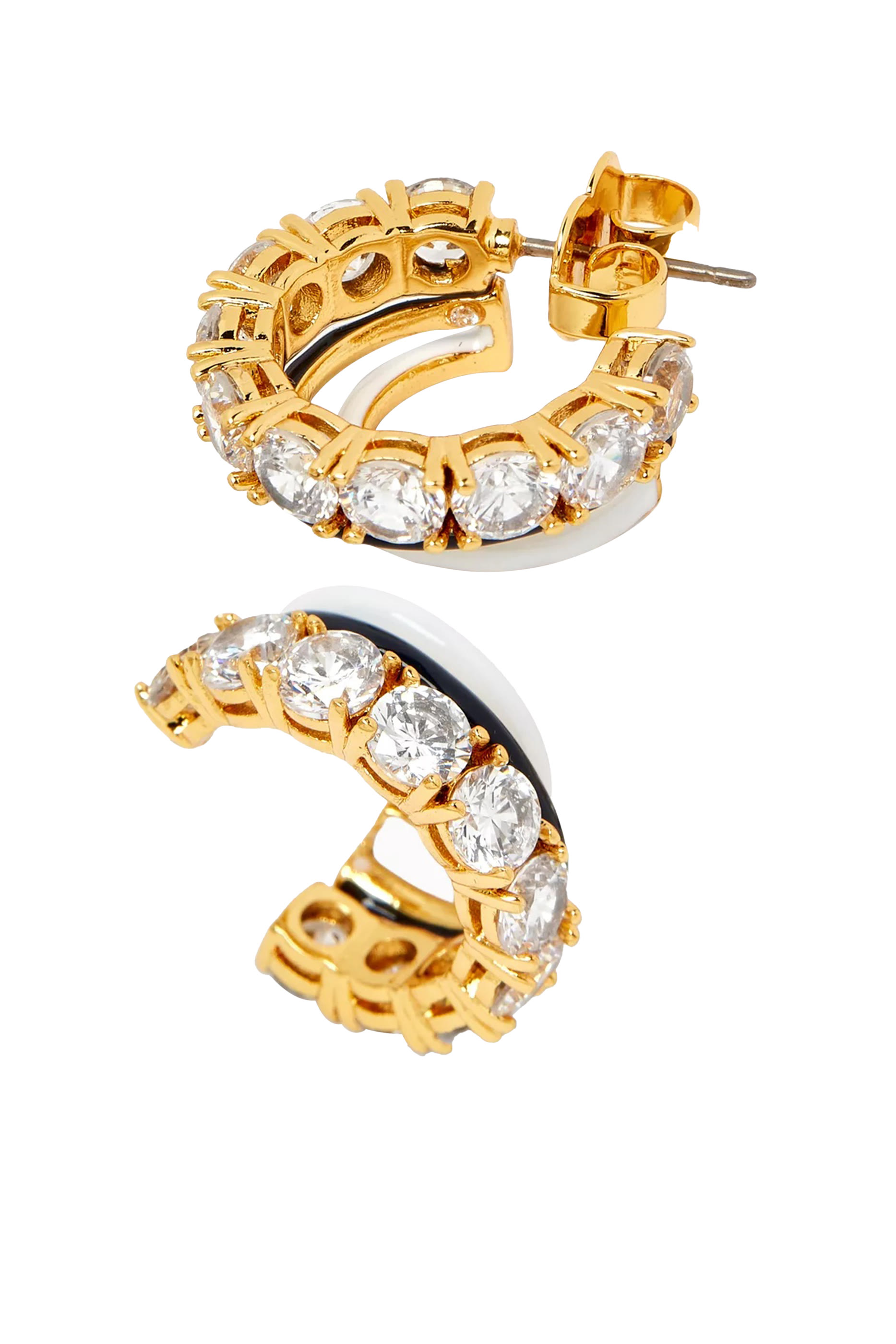 أقراط هاجي هينت اوف شيمر بتصميم متعدد الطبقات مرصعة بأحجار زركونيا معدن مطلي