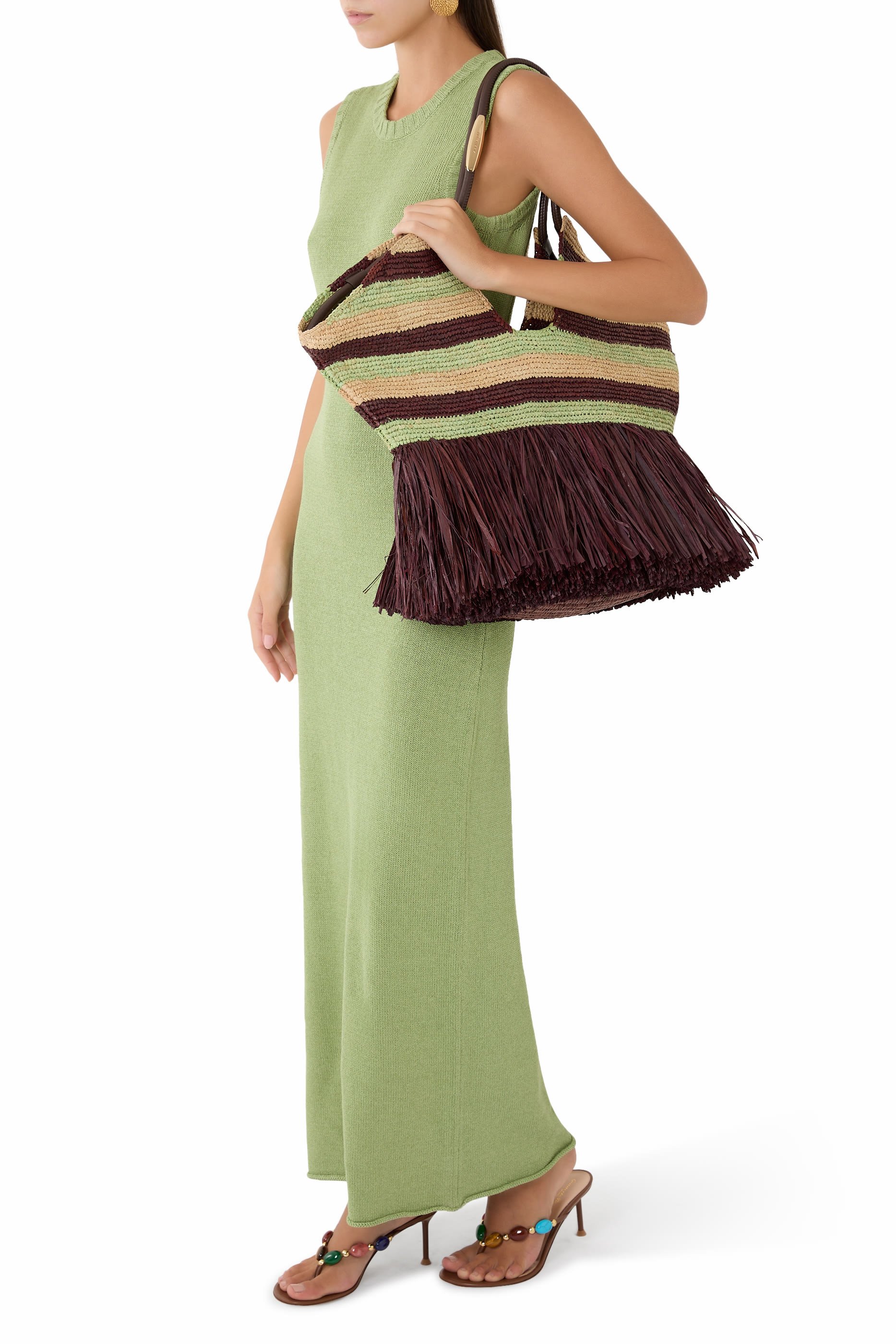 حقيبة يد غولدن تايم كبيرة مزينة بشراشيب