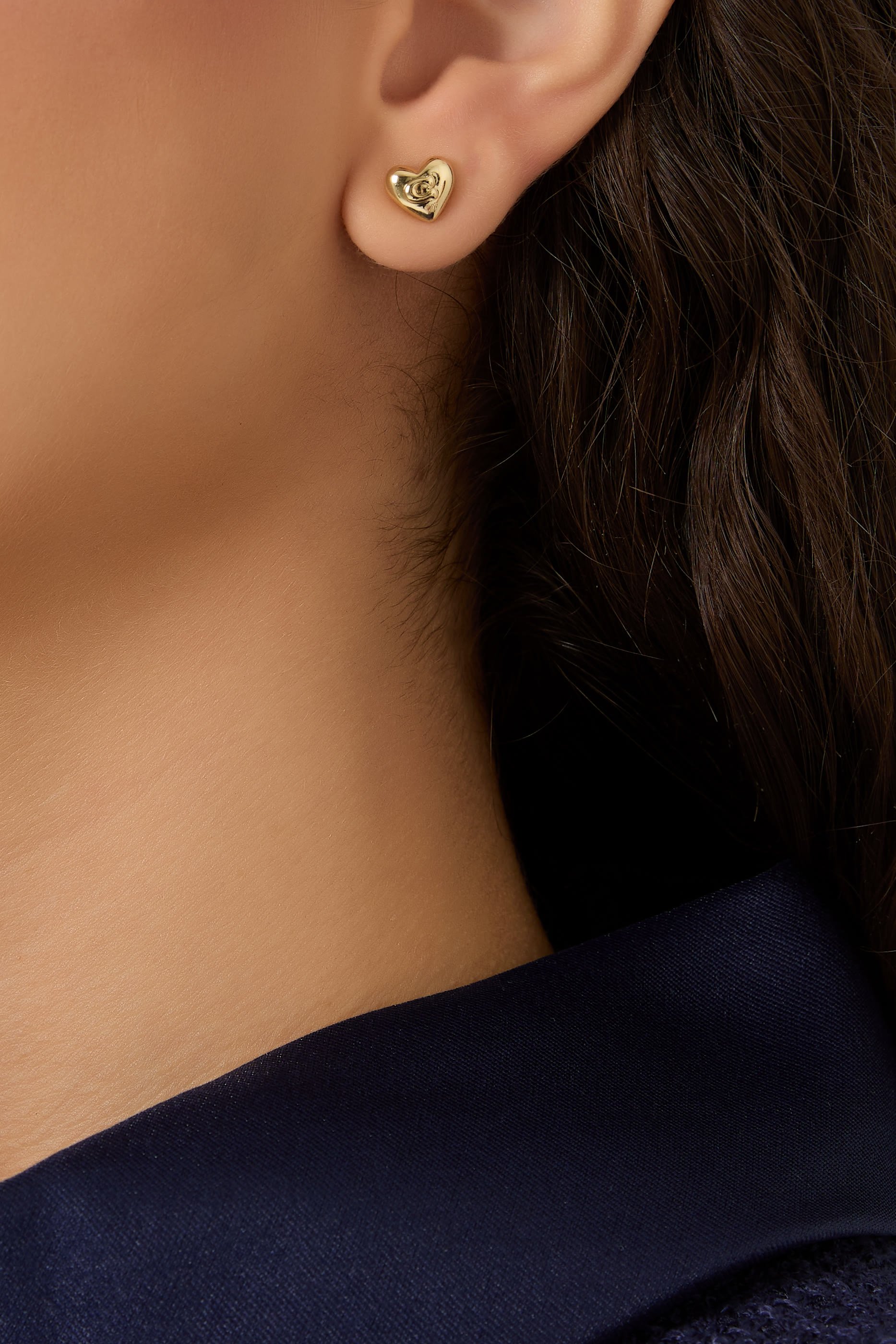 أقراط بتصميم قلب، نحاس مطلي بالذهب