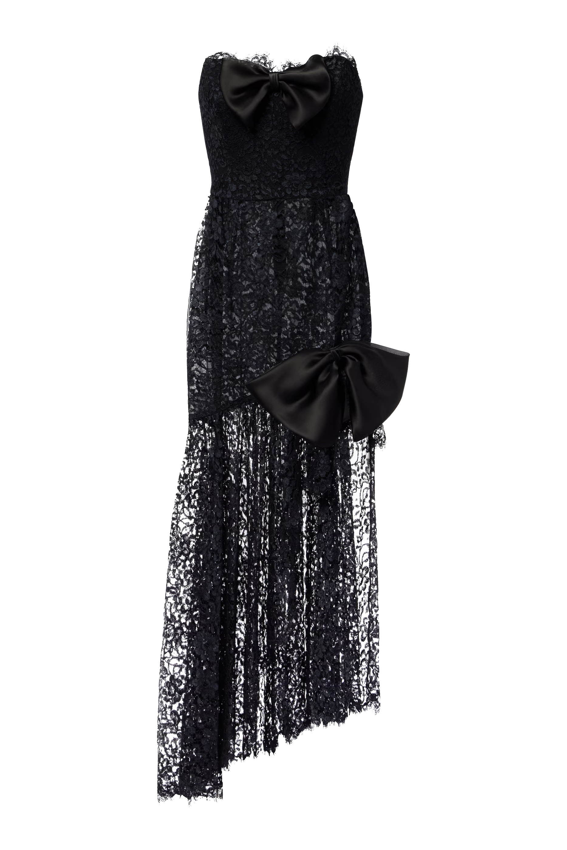 فستان بصدرية بنمط مشد وربطات فيونكة دانتيل