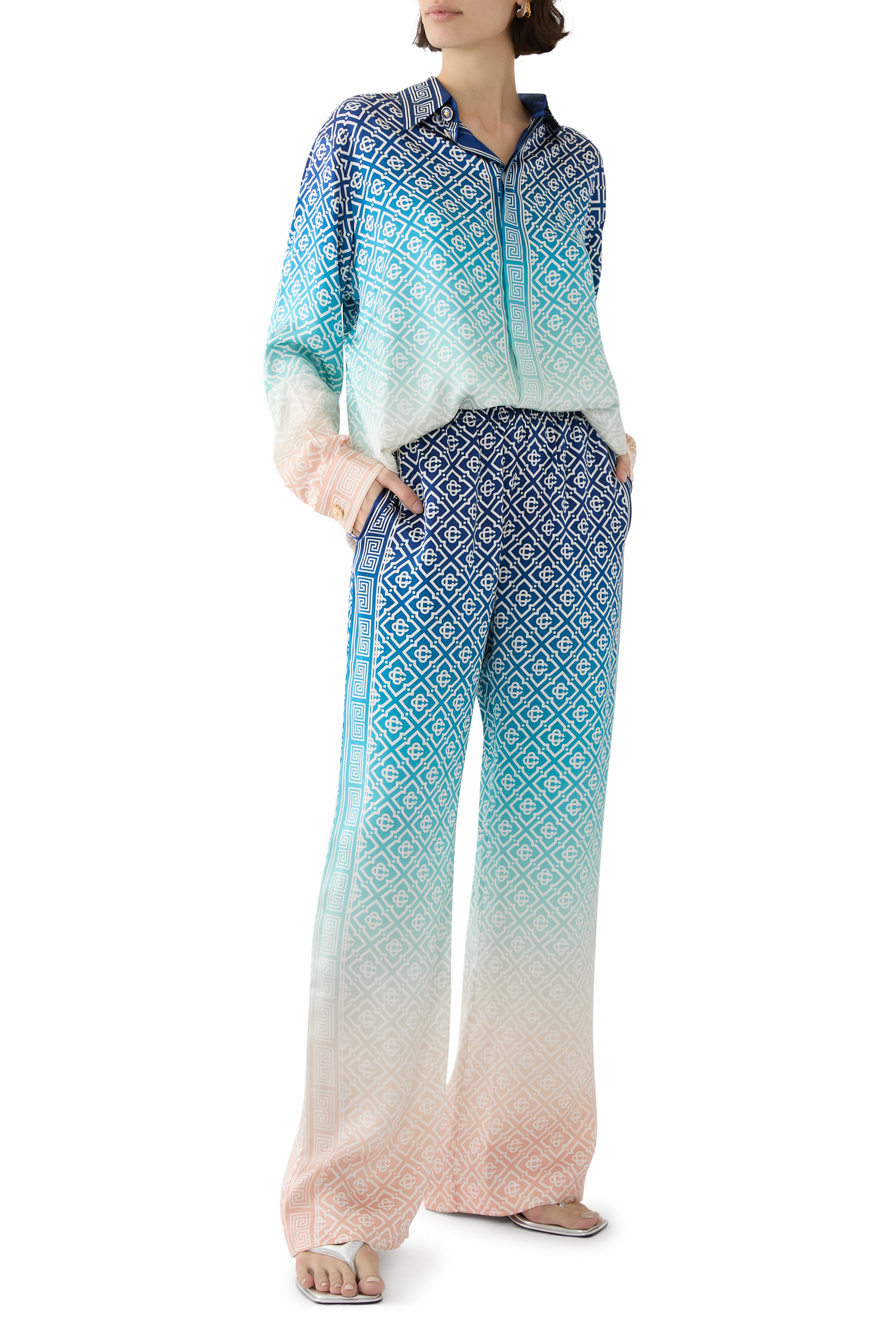 بنطال حرير جاكار بلون متدرج