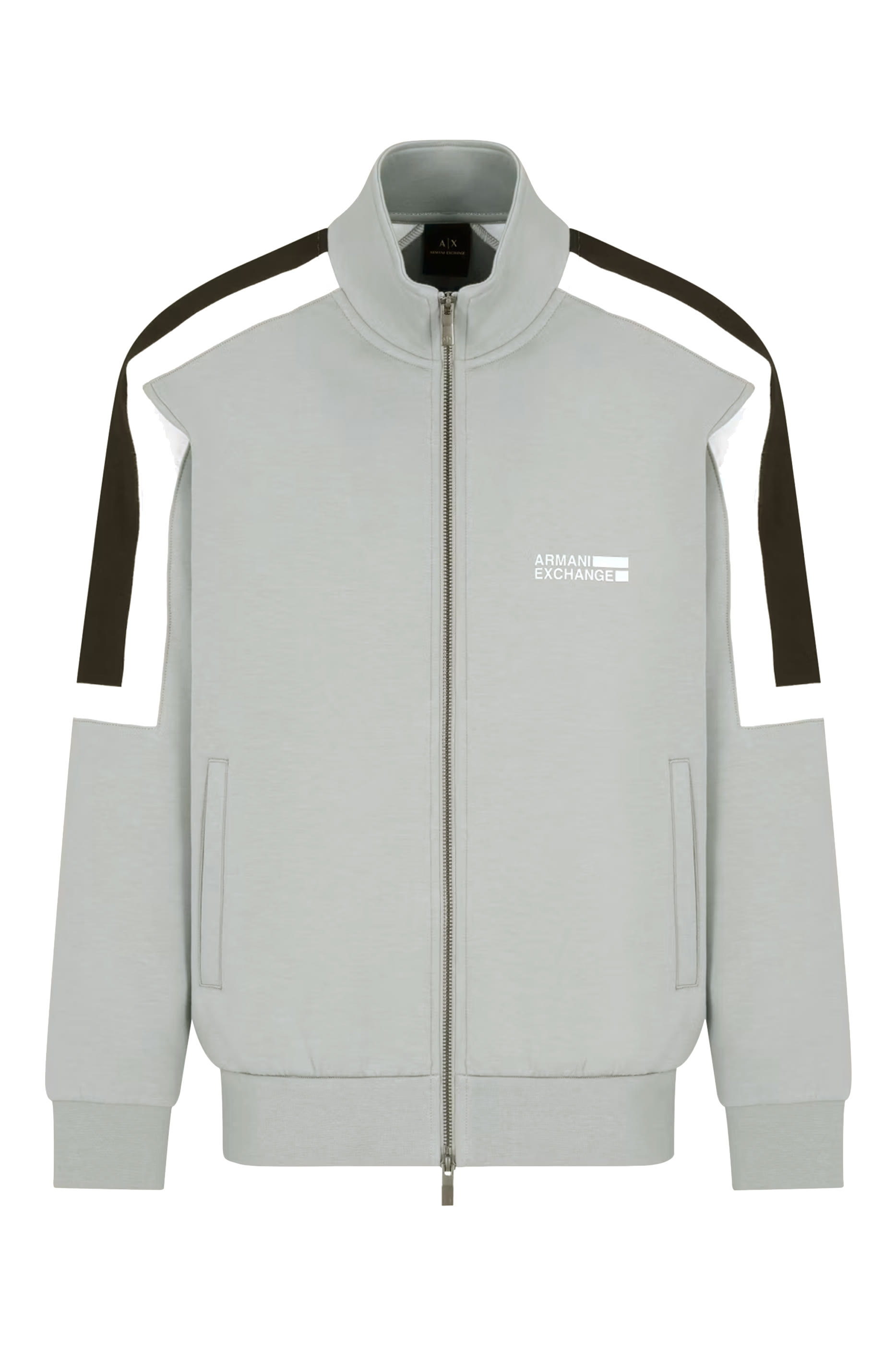 سويت شيرت بسحاب كامل وخطوط بلون مغاير