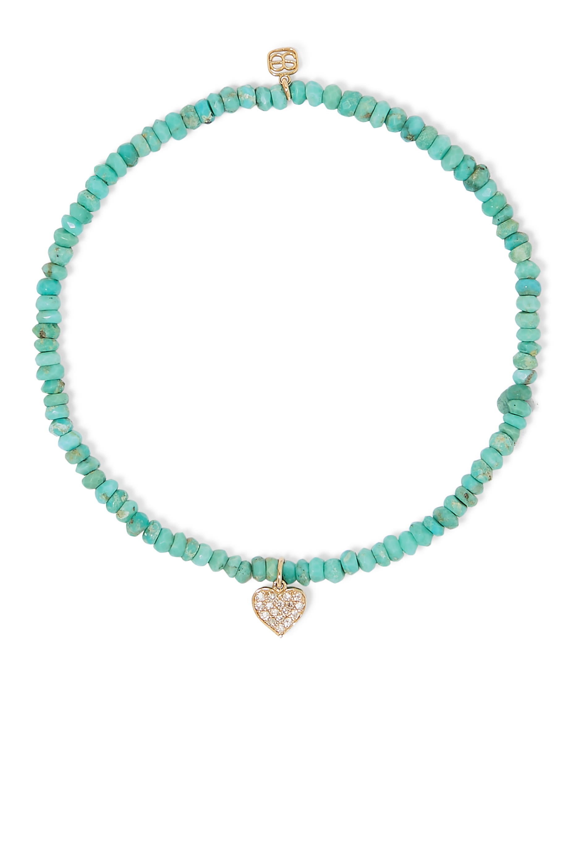 Playing Card Heart Charm Beaded Bracelet, 14k Yellow Gold & Onyx, Diamonds