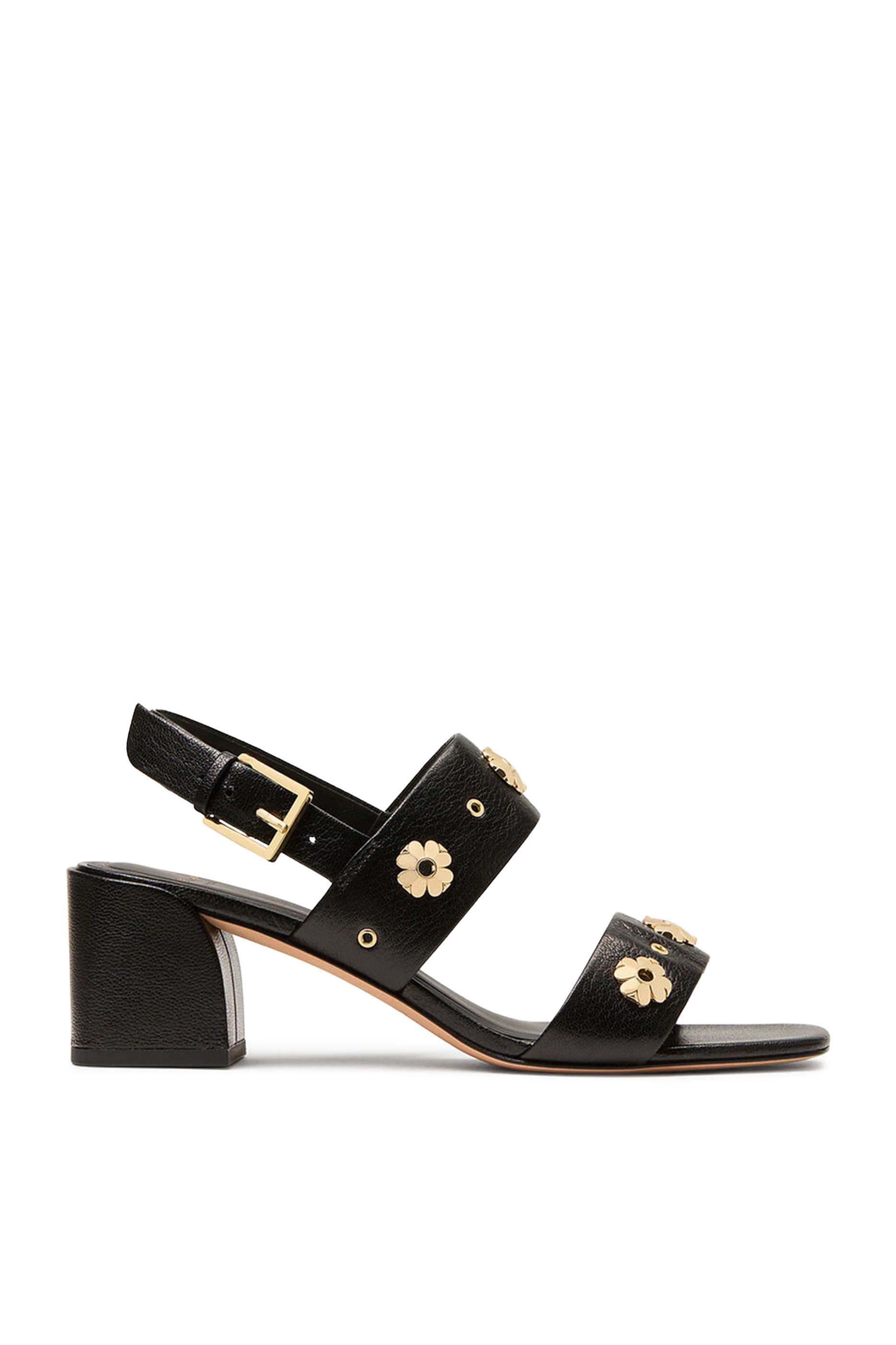 حذاء مفتوح من الخلف مرصع بأزهار سبيد بكعب عريض 60 