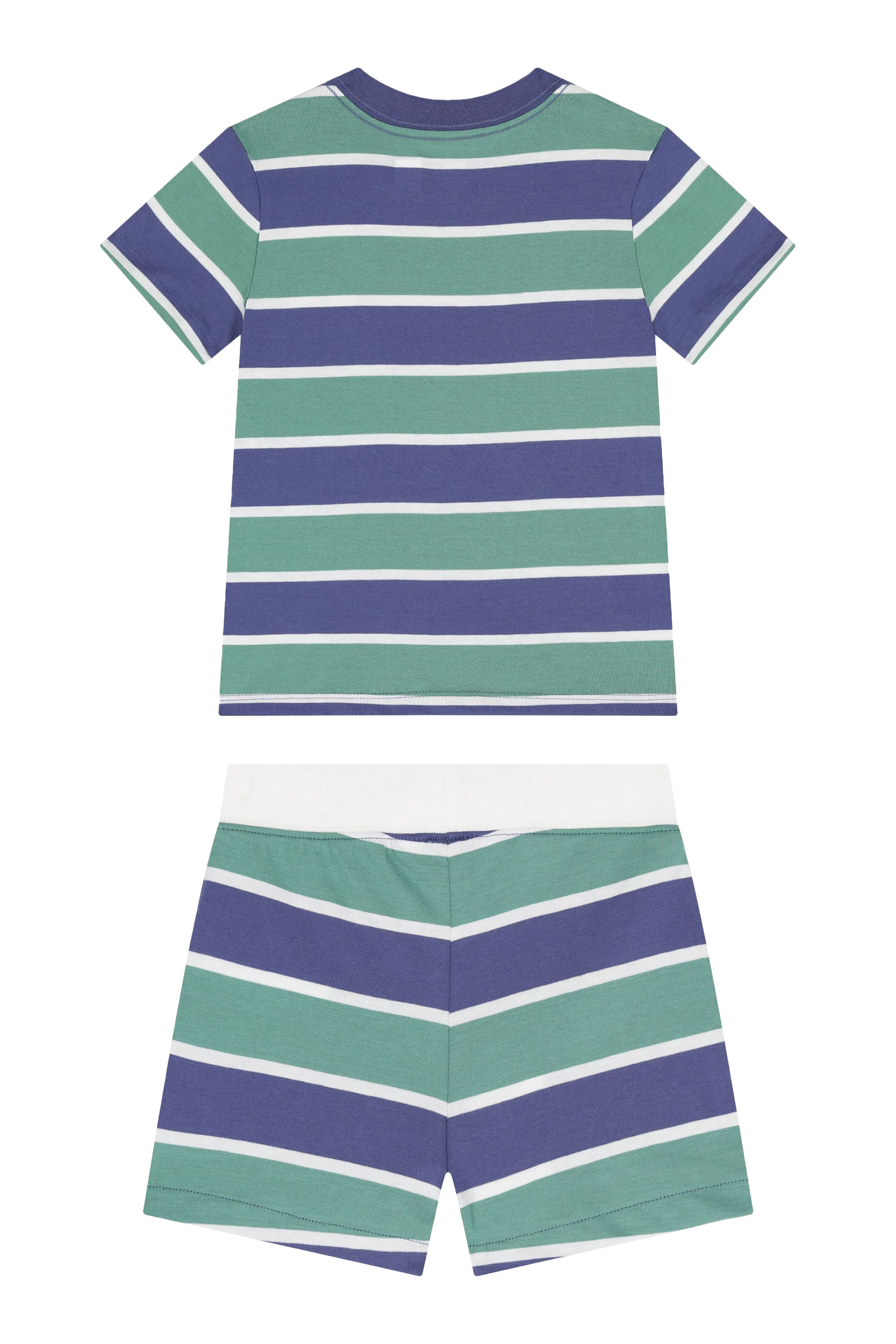 طقم تيشيرت وشورت قطن بطبعة شعار الماركة للأطفال