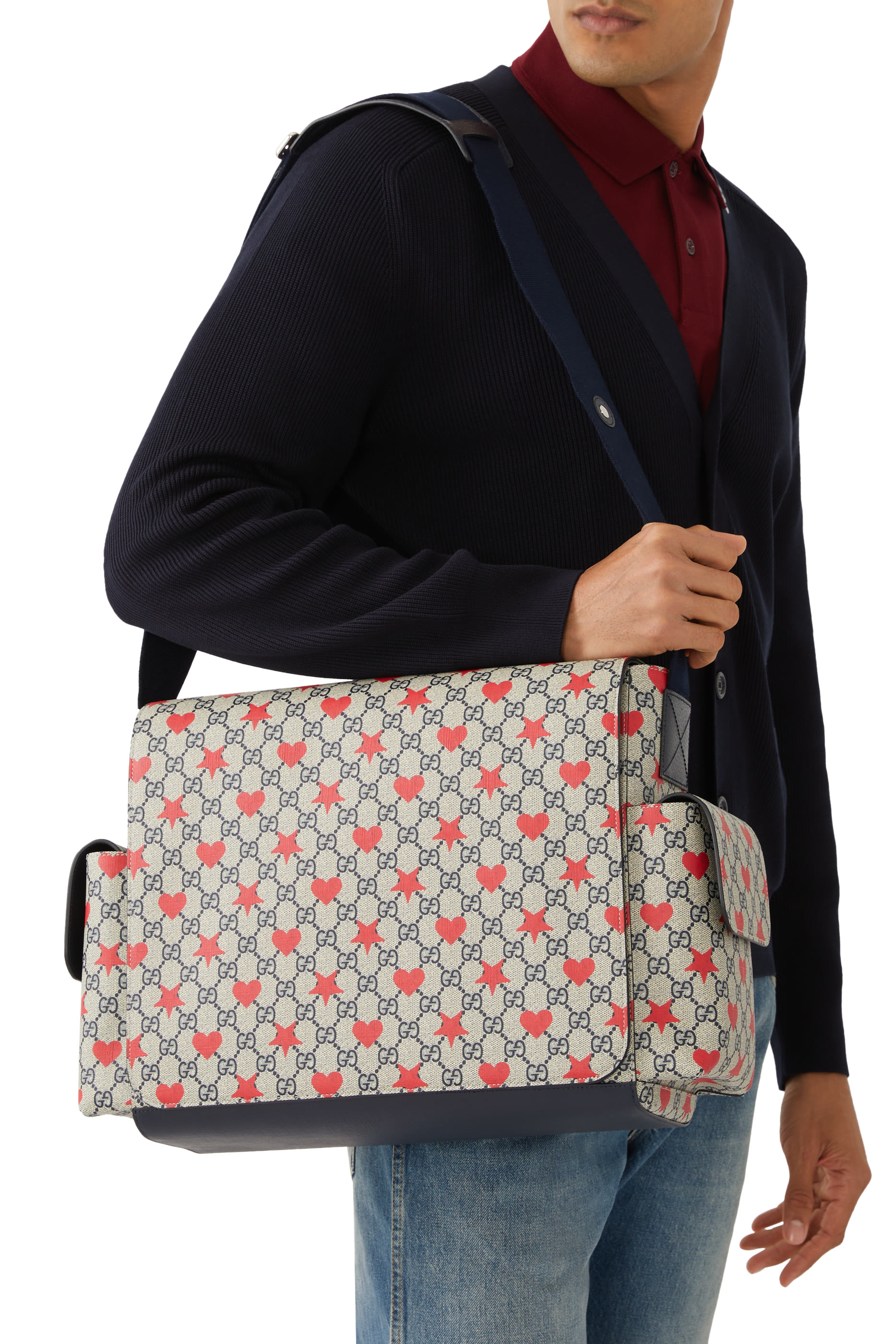 حقيبة مستلزمات أطفال بنقشة حرفي شعار الماركة