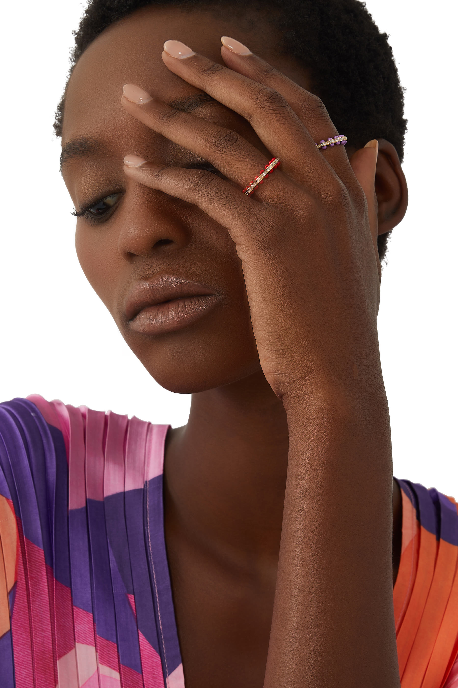 خاتم روبيديوم مرصع بالماس ذهب أصفر عيار 18