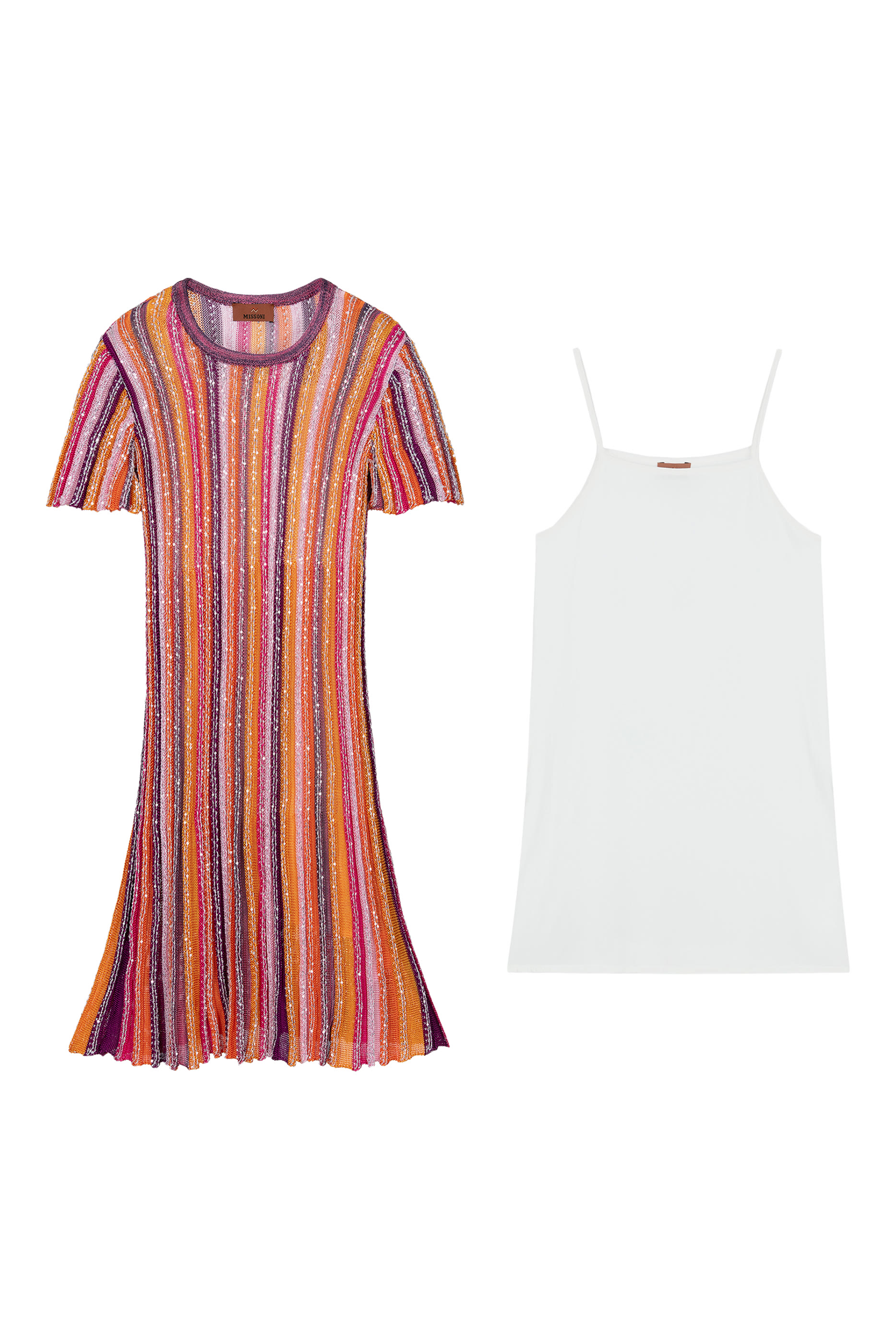 فستان قصير نسيج مطرز جزئيا بالترتر للأطفال