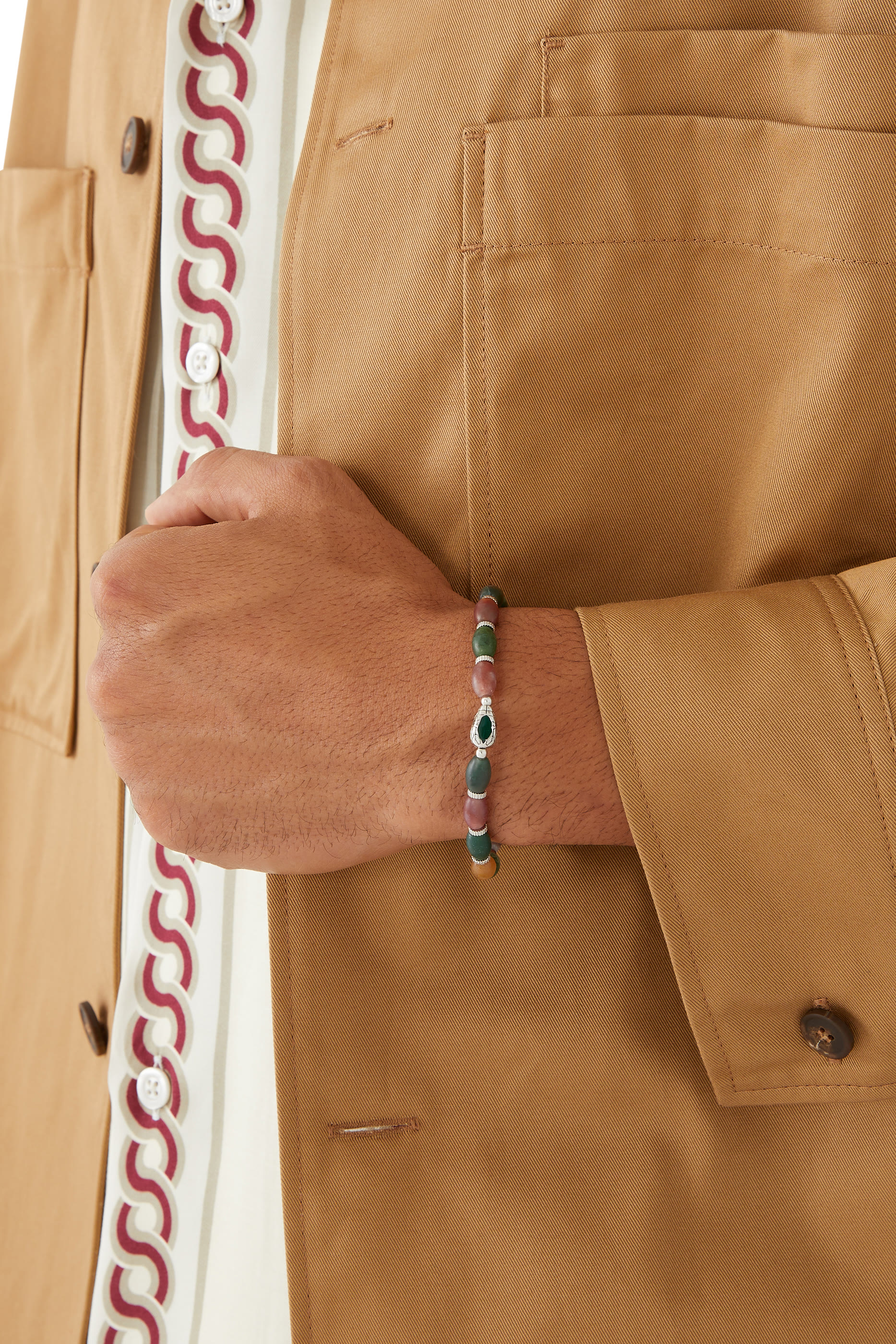 سوار فايبر بطلاء روديوم وحجر يشب هندي