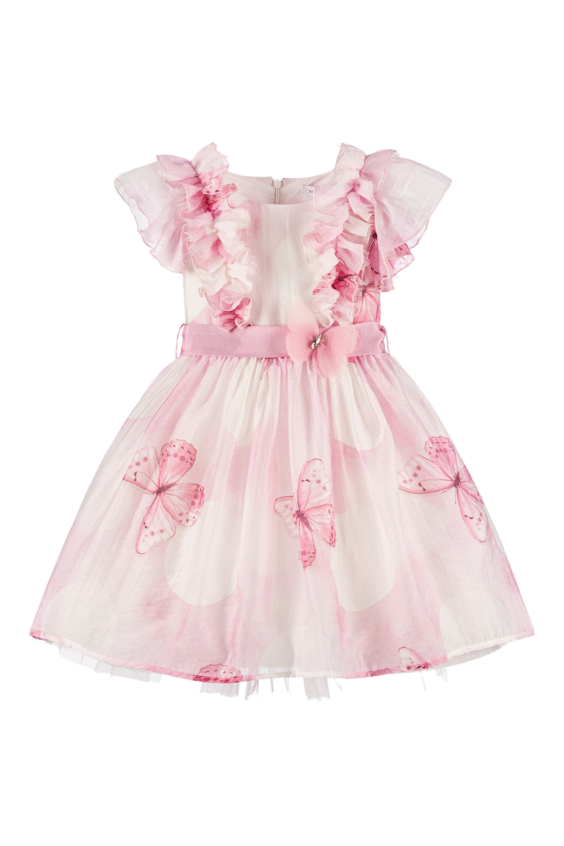 فستان  بطبعات فراشة وكشكش للأطفال