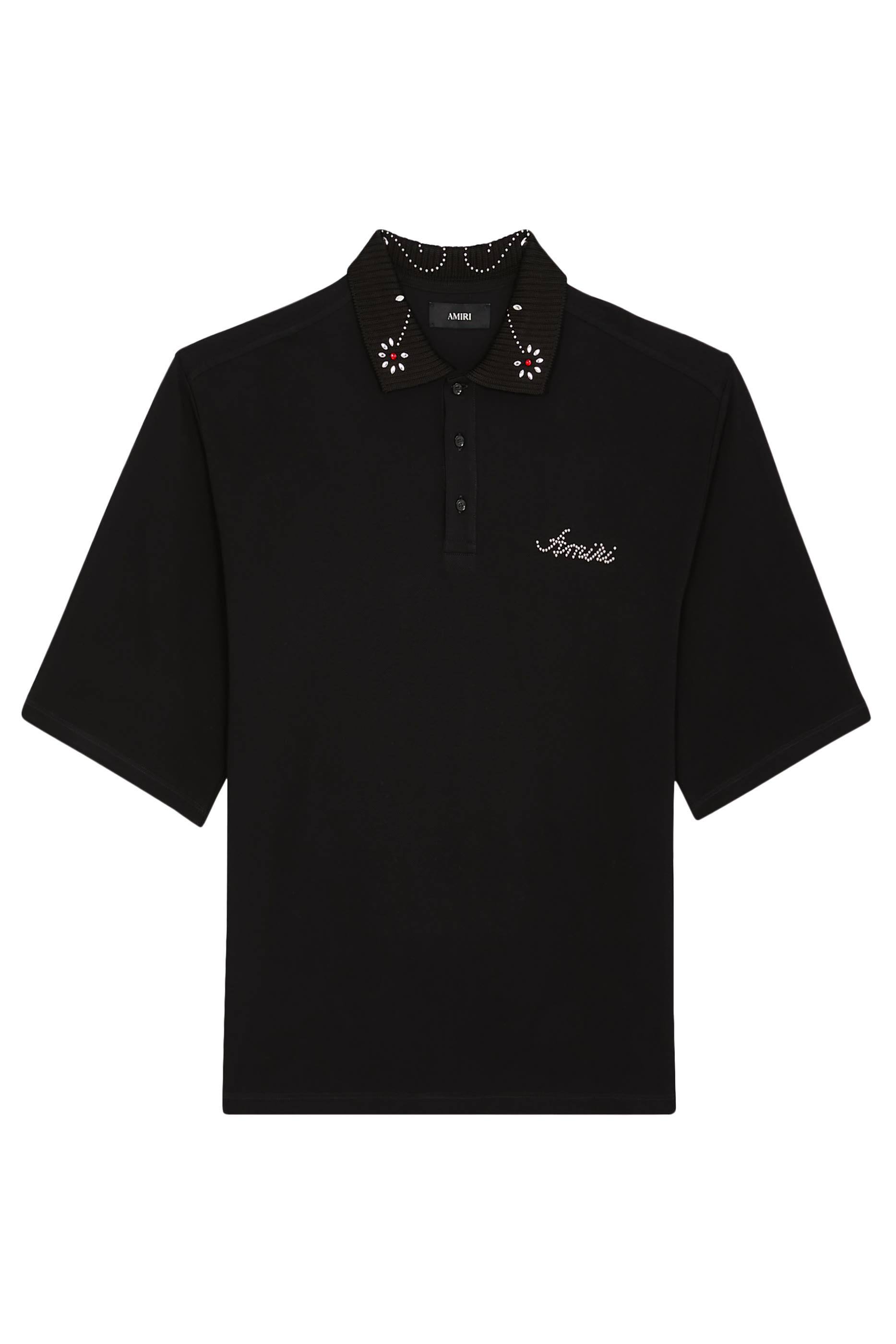 قميص بولو بياقة مزينة بأحجار