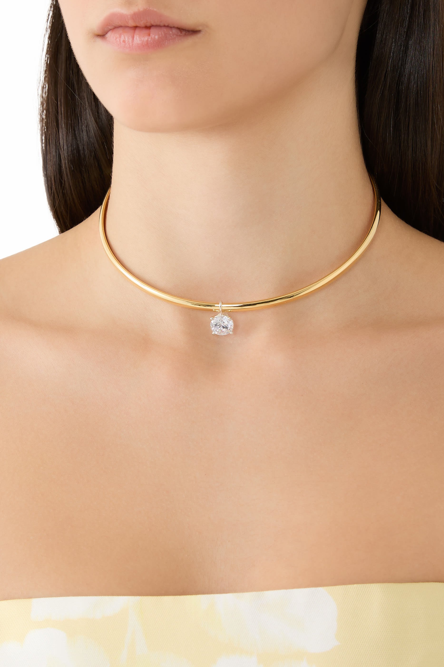 قلادة روكس مفتوحة مزينة بحجر زركونيا مكعبة من الدرجة AAAA+، نحاس مطلي بذهب عيار 14 قيراط