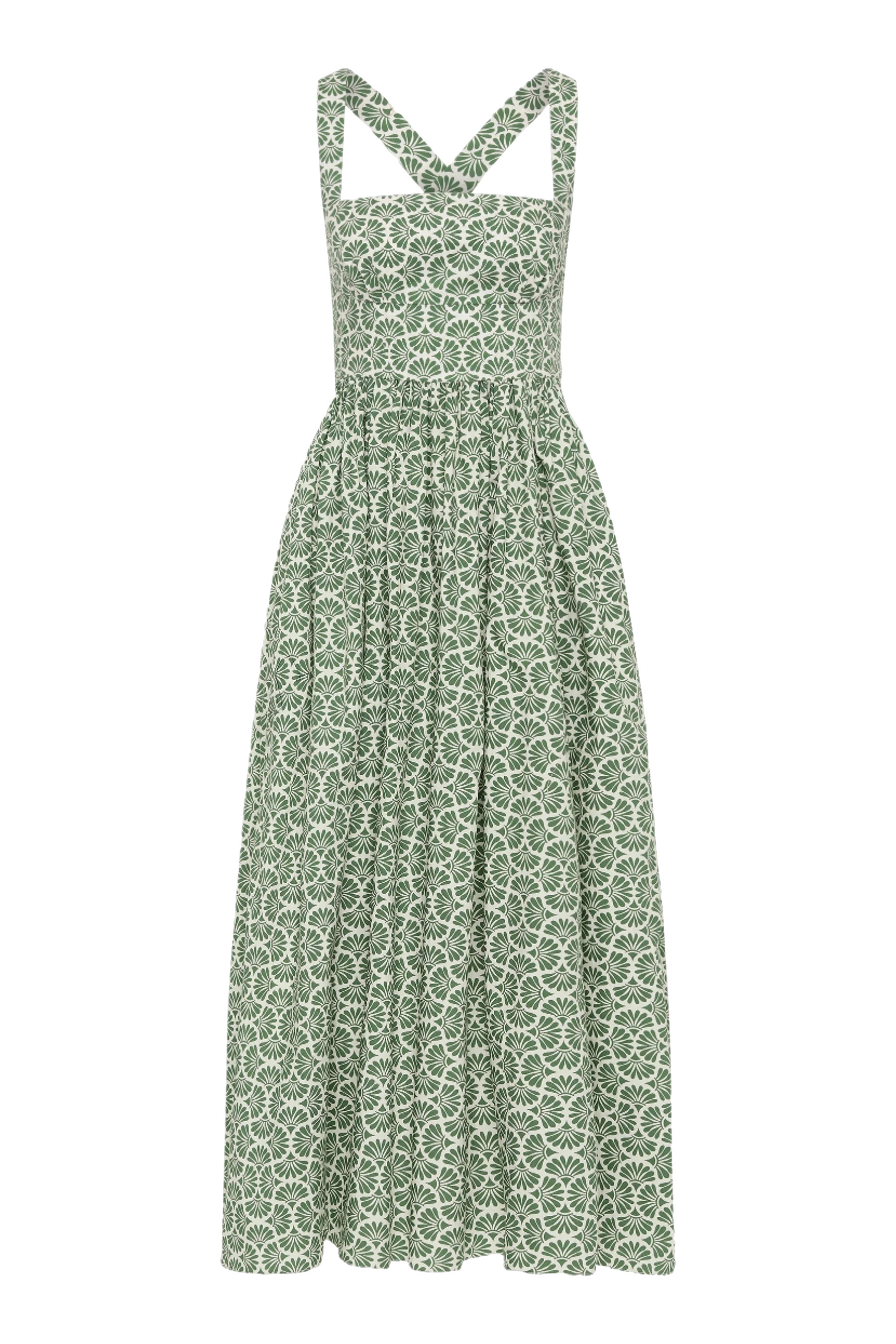 فستان متوسط الطول بأربطة متقاطعة في الخلف