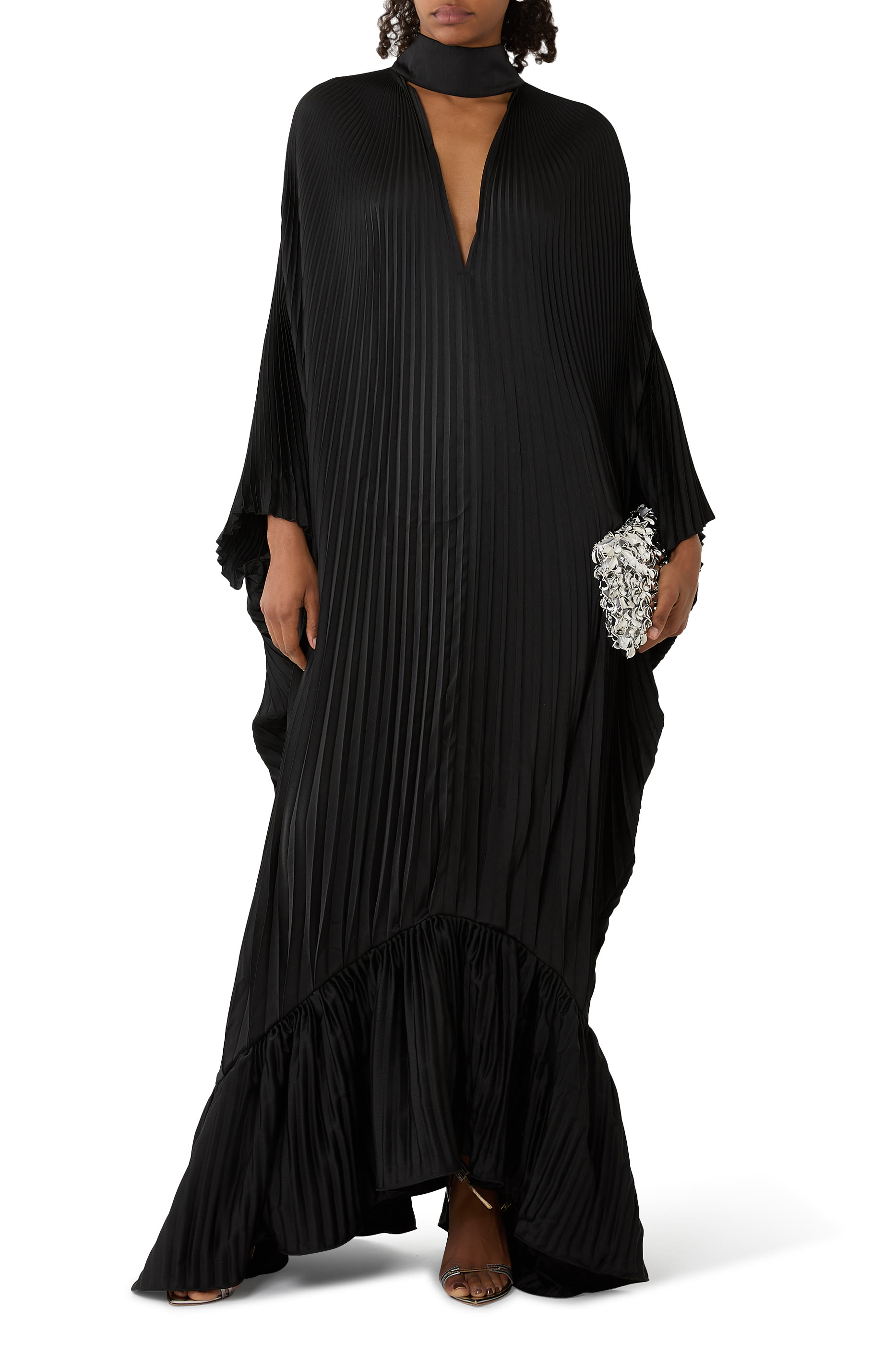 فستان سهرة إمباير بطيات