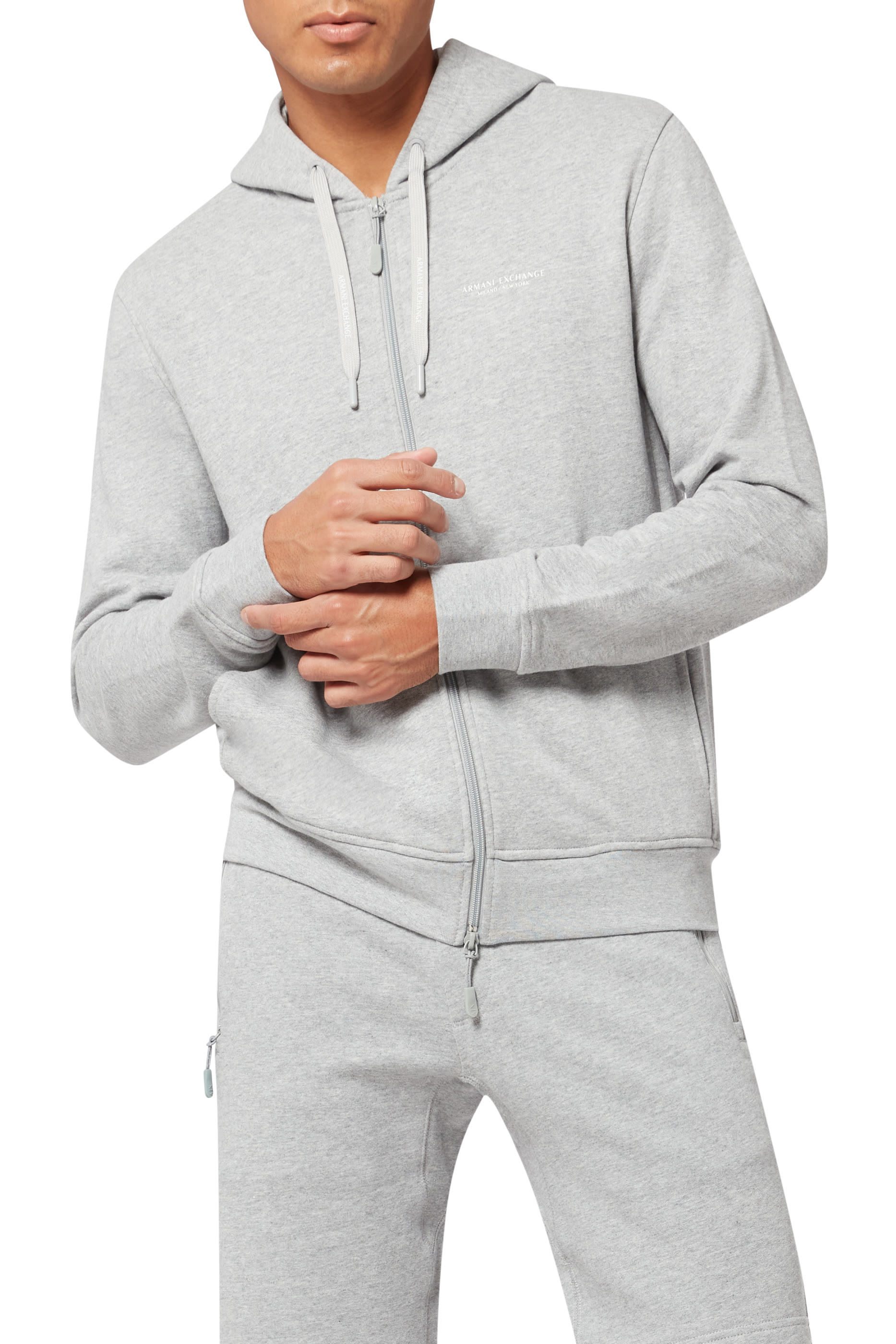 سويت شيرت بغطاء رأس قطن مطاطي بشعار الماركة