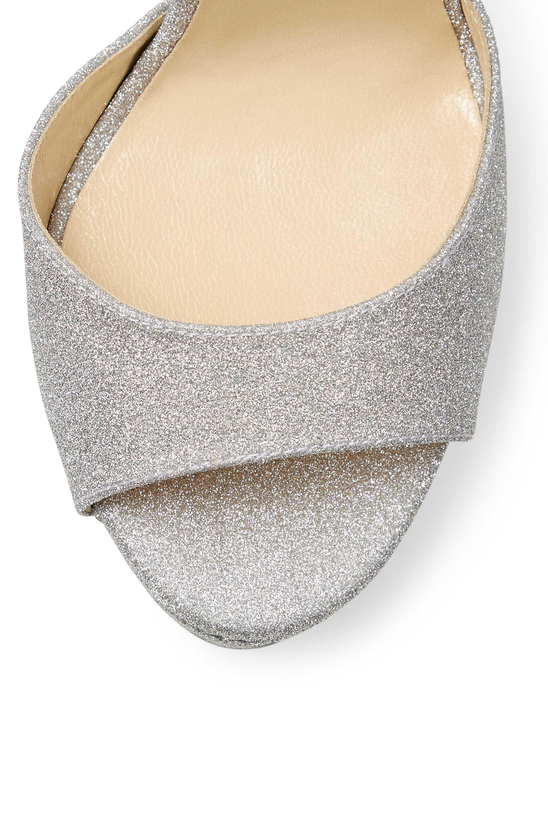 حذاء ماكس 150 بنعل سميك وكعب رفيع مزين بغليتر لامع