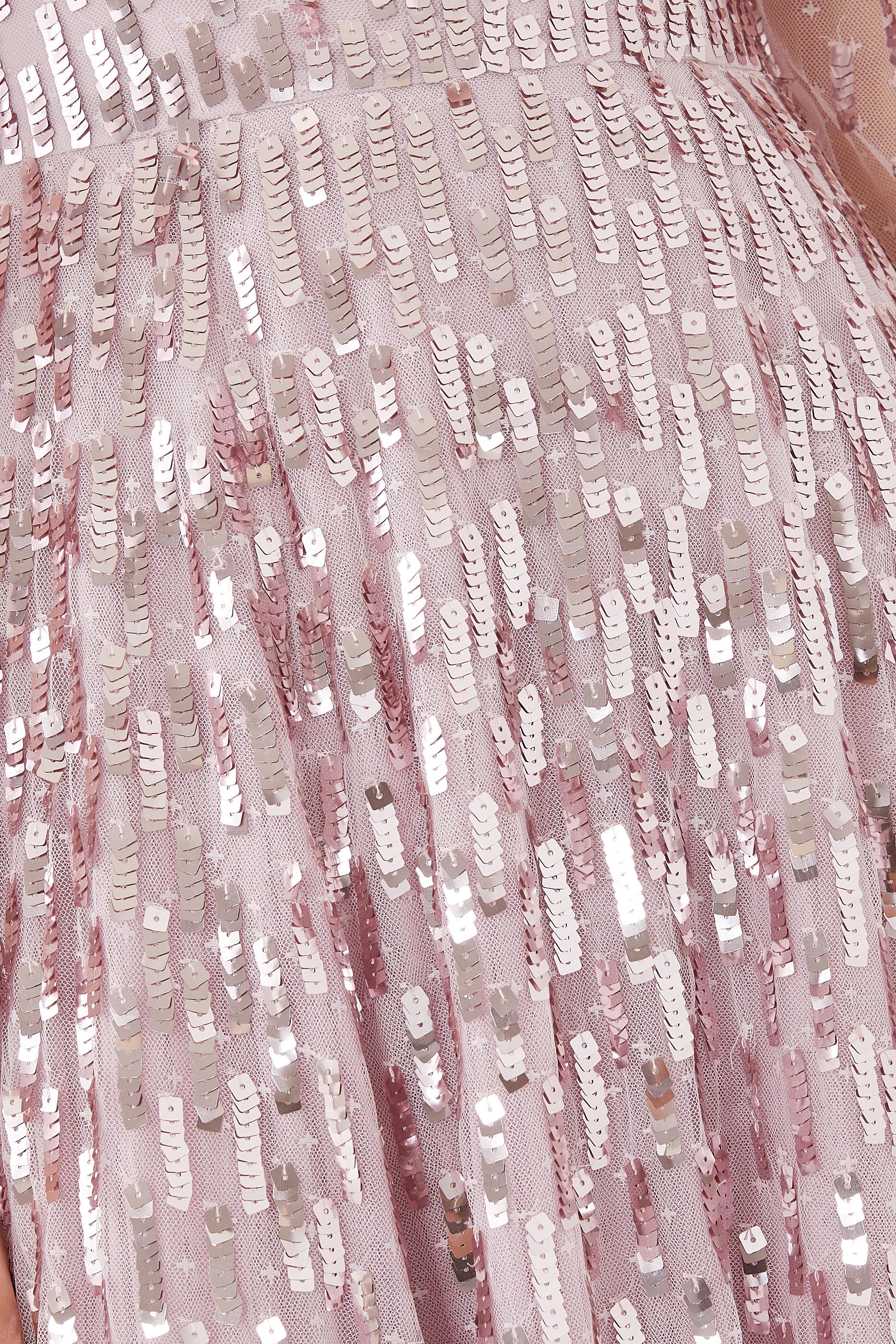 Sequin Dash Long Sleeve Ankle Gown