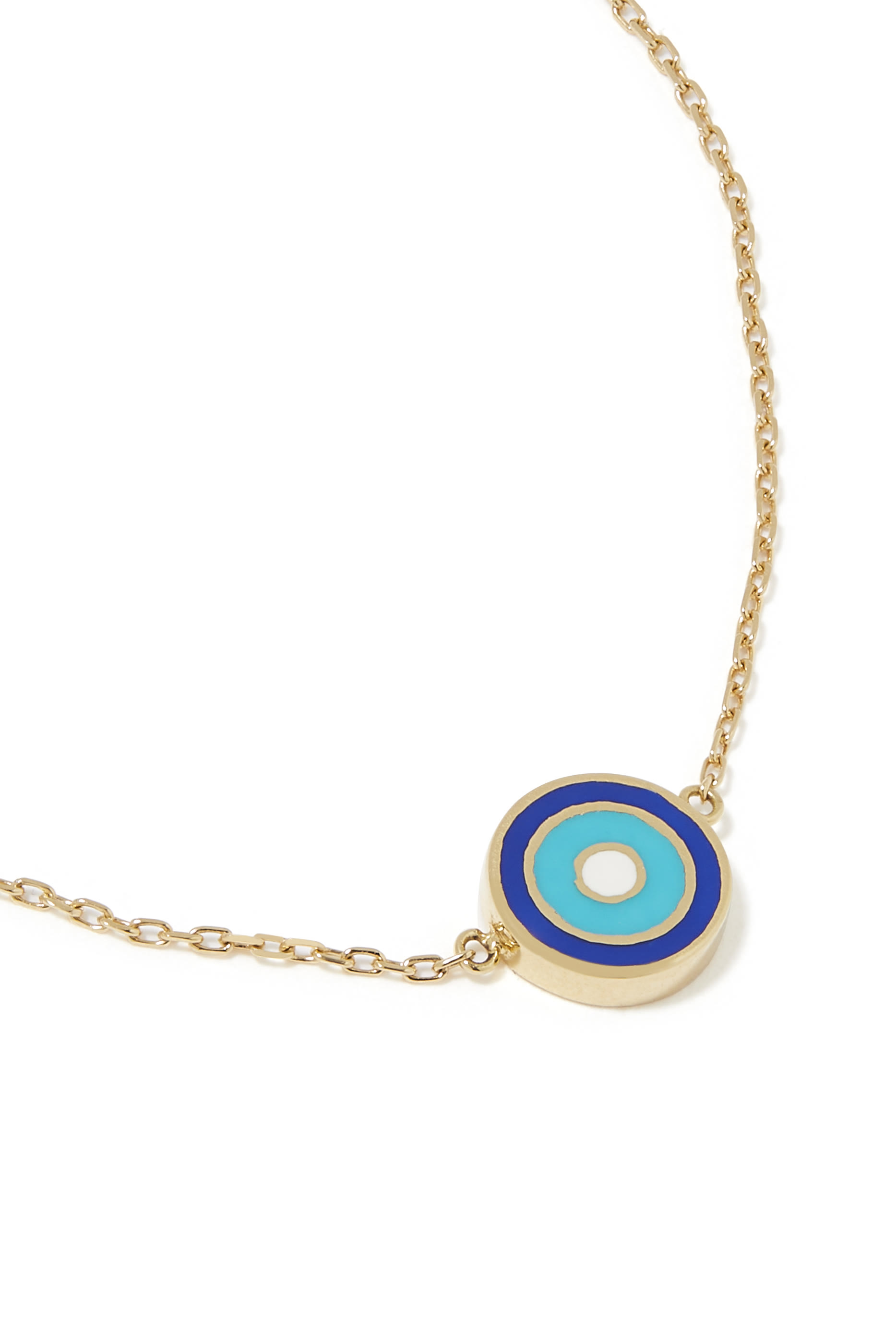 سوار بحلية حرف وعين حسود مطلية بمينا ذهب أصفر عيار 18