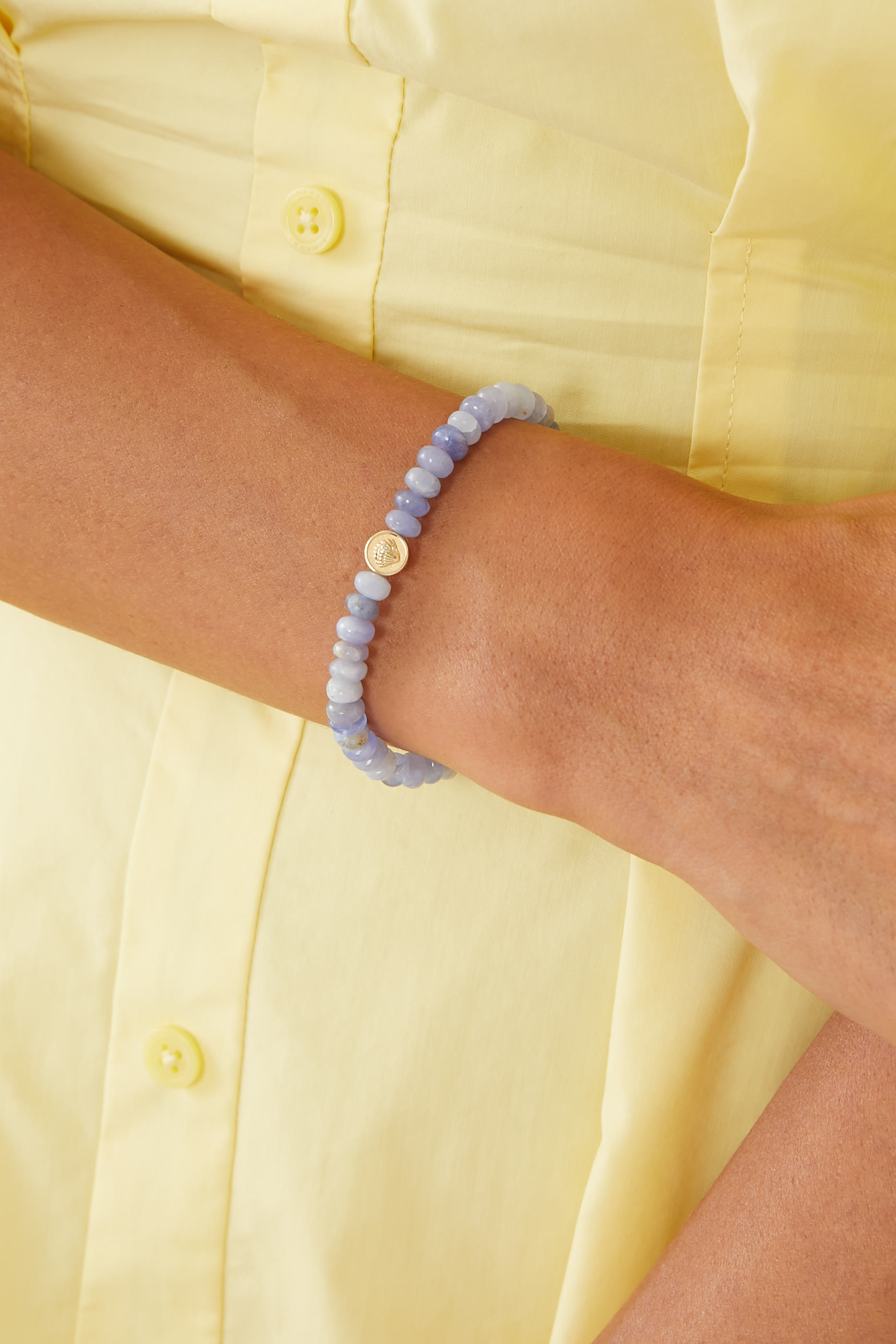 سوار بخرز هكمنيت ناعم وحلي بتصميم نجم البحر وصدفة بطلينوس ذهب أصفر عيار 14