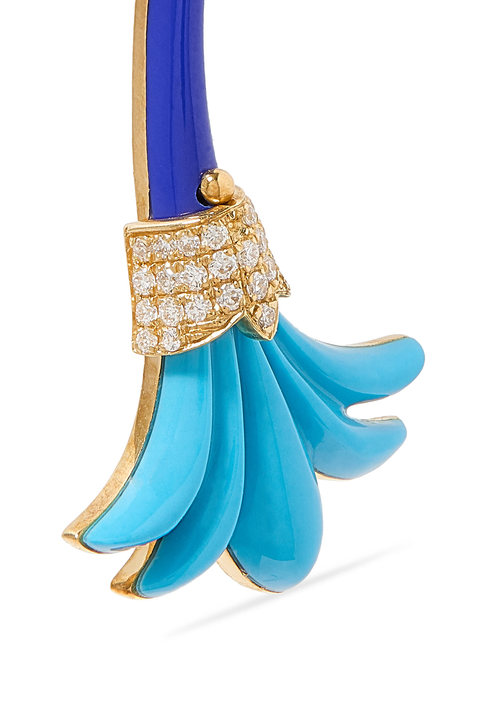 أقراط سايكدليا صغيرة مرصعة بالماس واللازورد والفيروز ذهب أصفر عيار 18