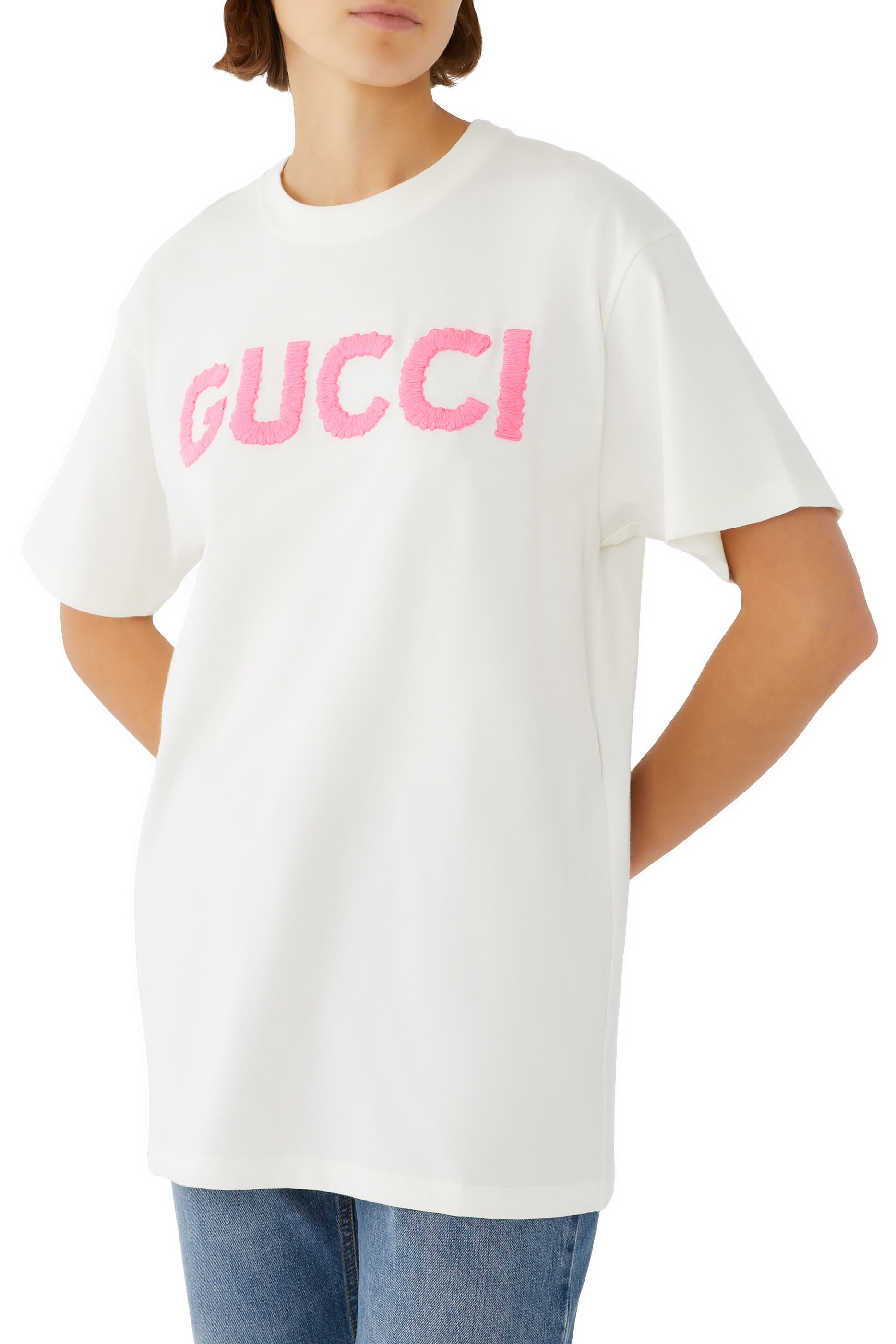 تيشيرت قطن جرسيه بأكمام قصيرة بشعار الماركة